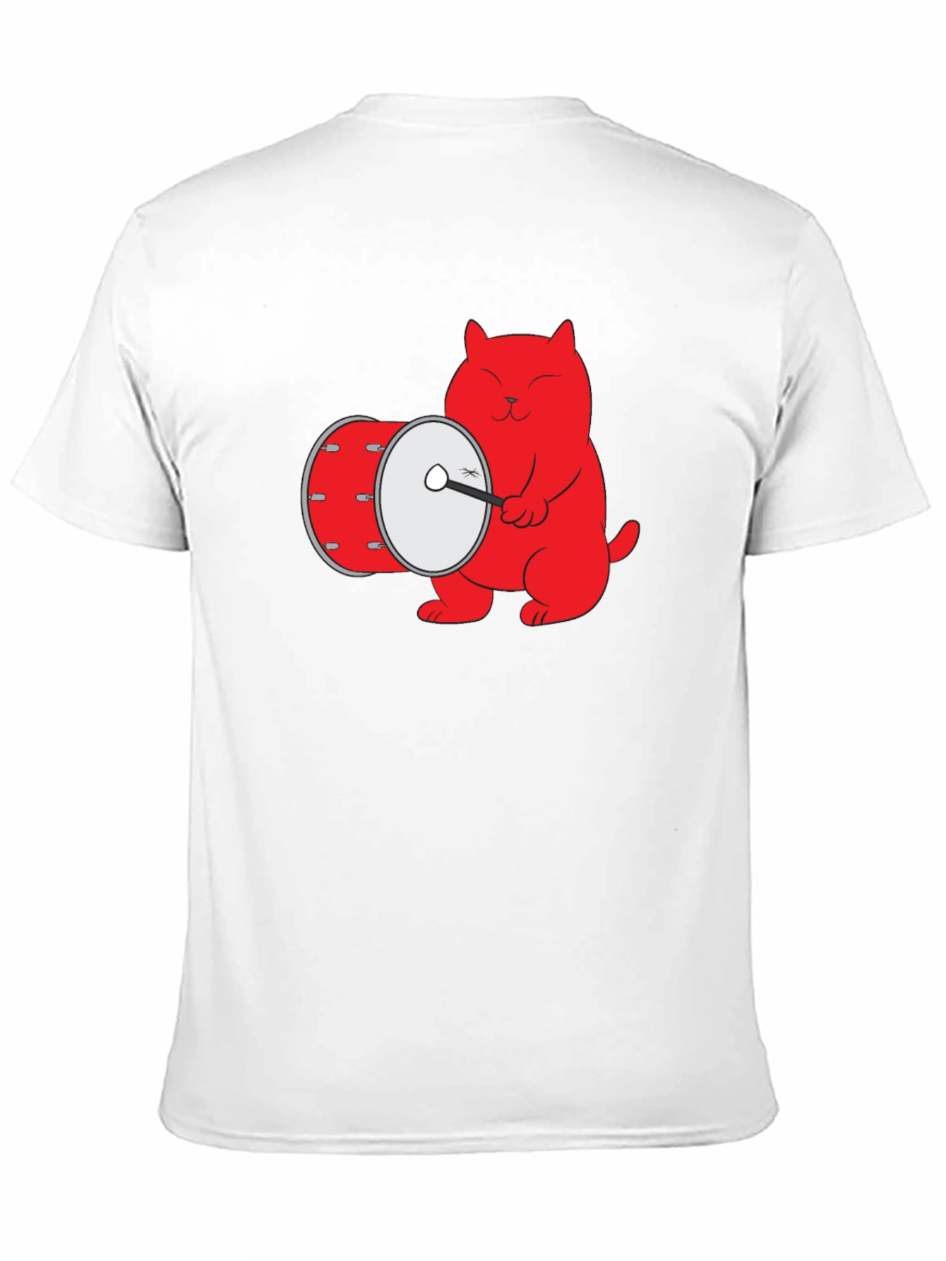 Cool Cat Drummer Graphic Tee - Black Cotton T-Shirt