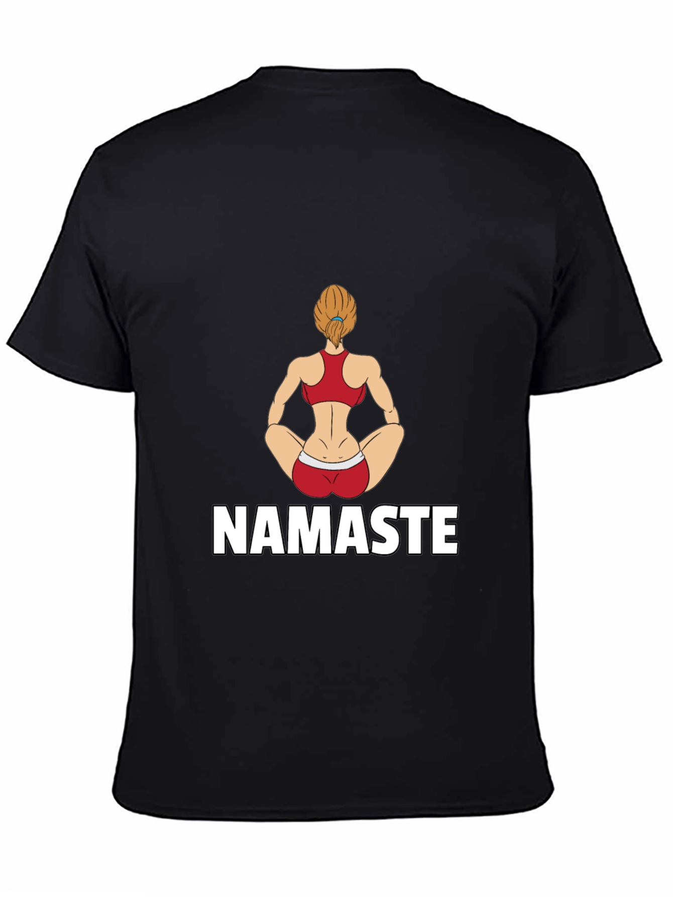 Namaste Yoga Girl Graphic Tee - Black Cotton Blend