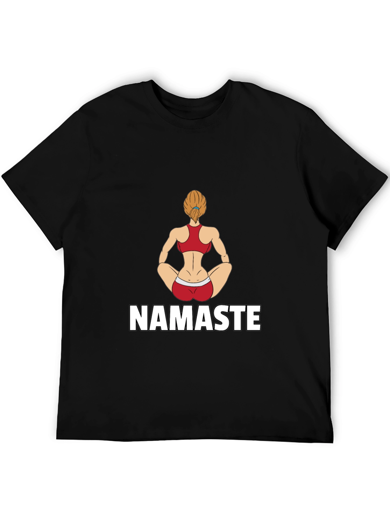 Namaste Yoga Girl Graphic Tee - Black Cotton Blend