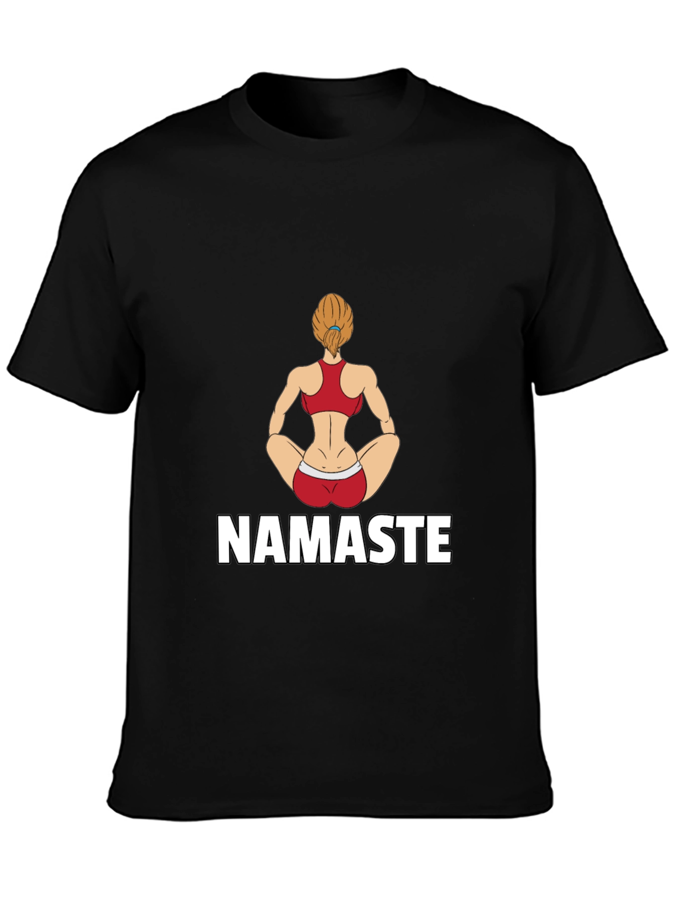 Namaste Yoga Girl Graphic Tee - Black Cotton Blend