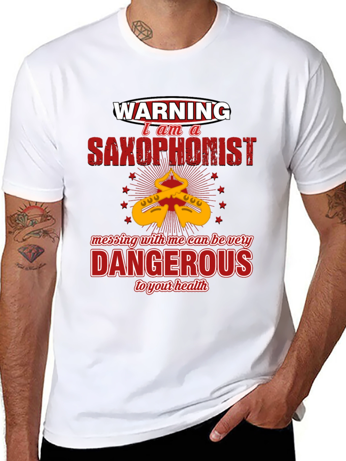 Warning Saxophonist T-Shirt - Dangerous to your health!