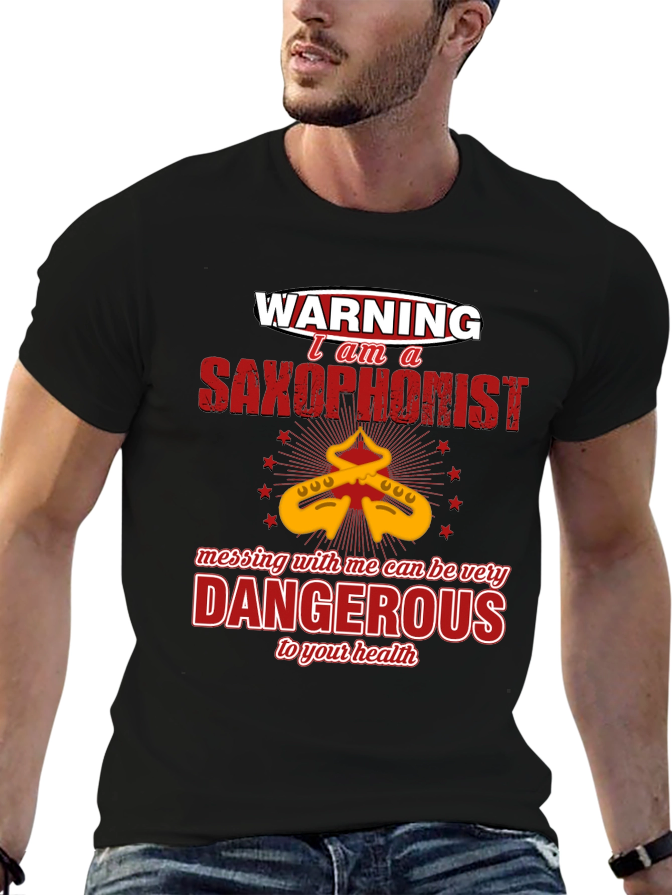Warning Saxophonist T-Shirt - Dangerous to your health!
