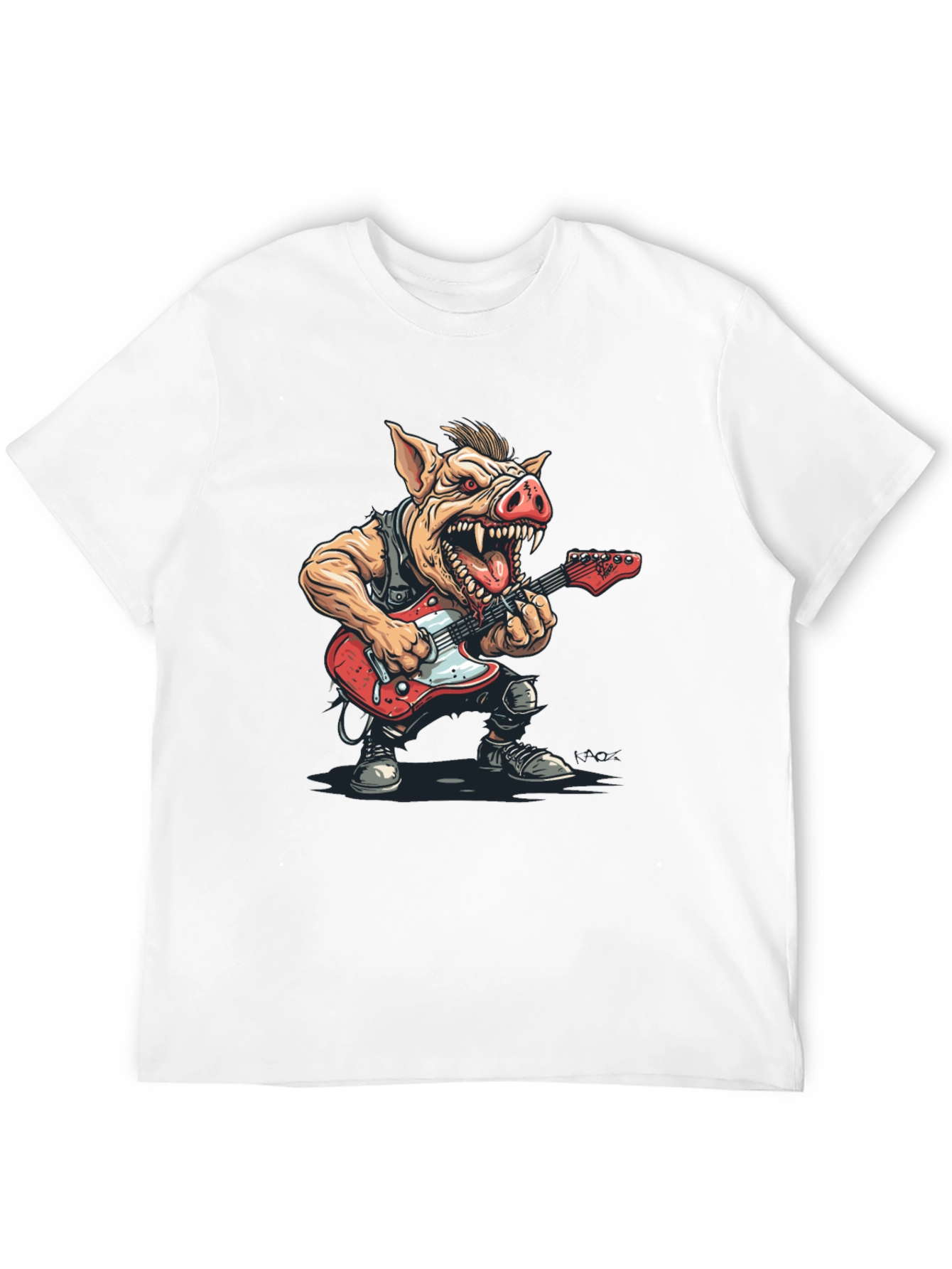 Rockstar Pig Graphic Tee - Black Cotton T-Shirt