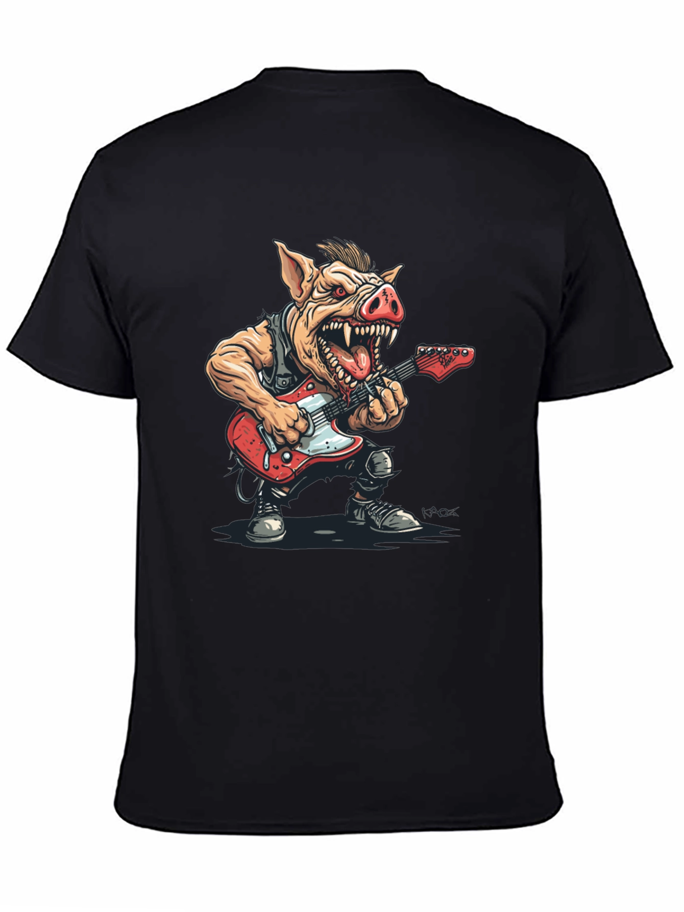 Rockstar Pig Graphic Tee - Black Cotton T-Shirt