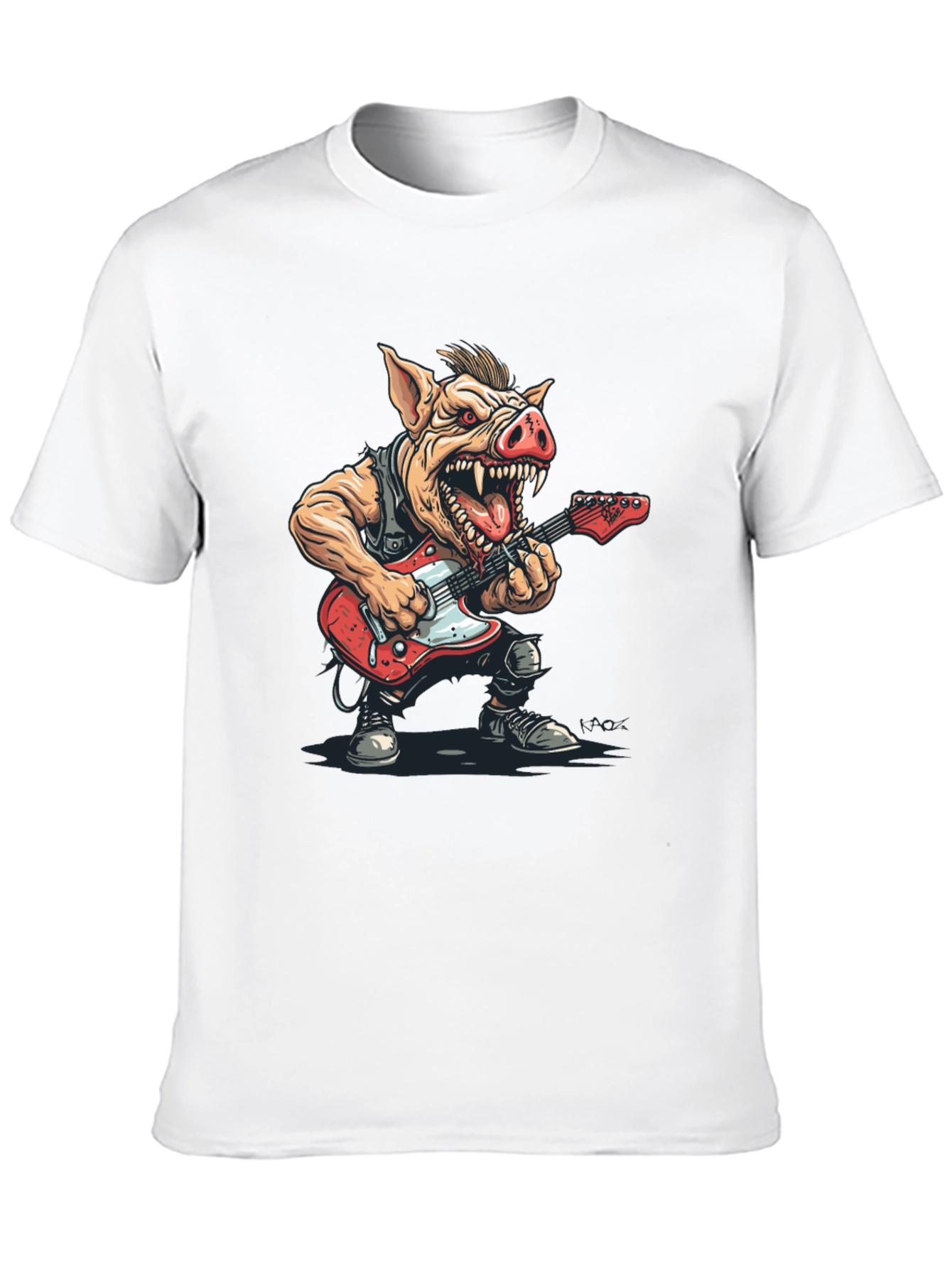 Rockstar Pig Graphic Tee - Black Cotton T-Shirt