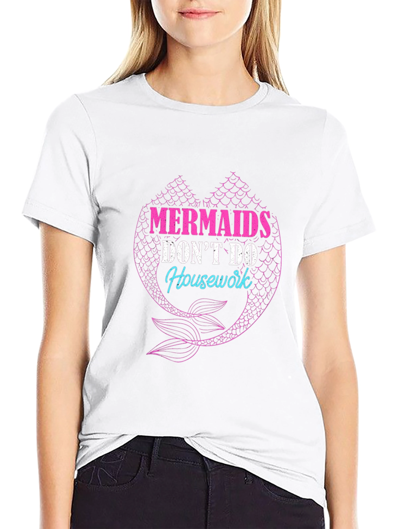 Mermaids Dont Do Housework Black T-Shirt