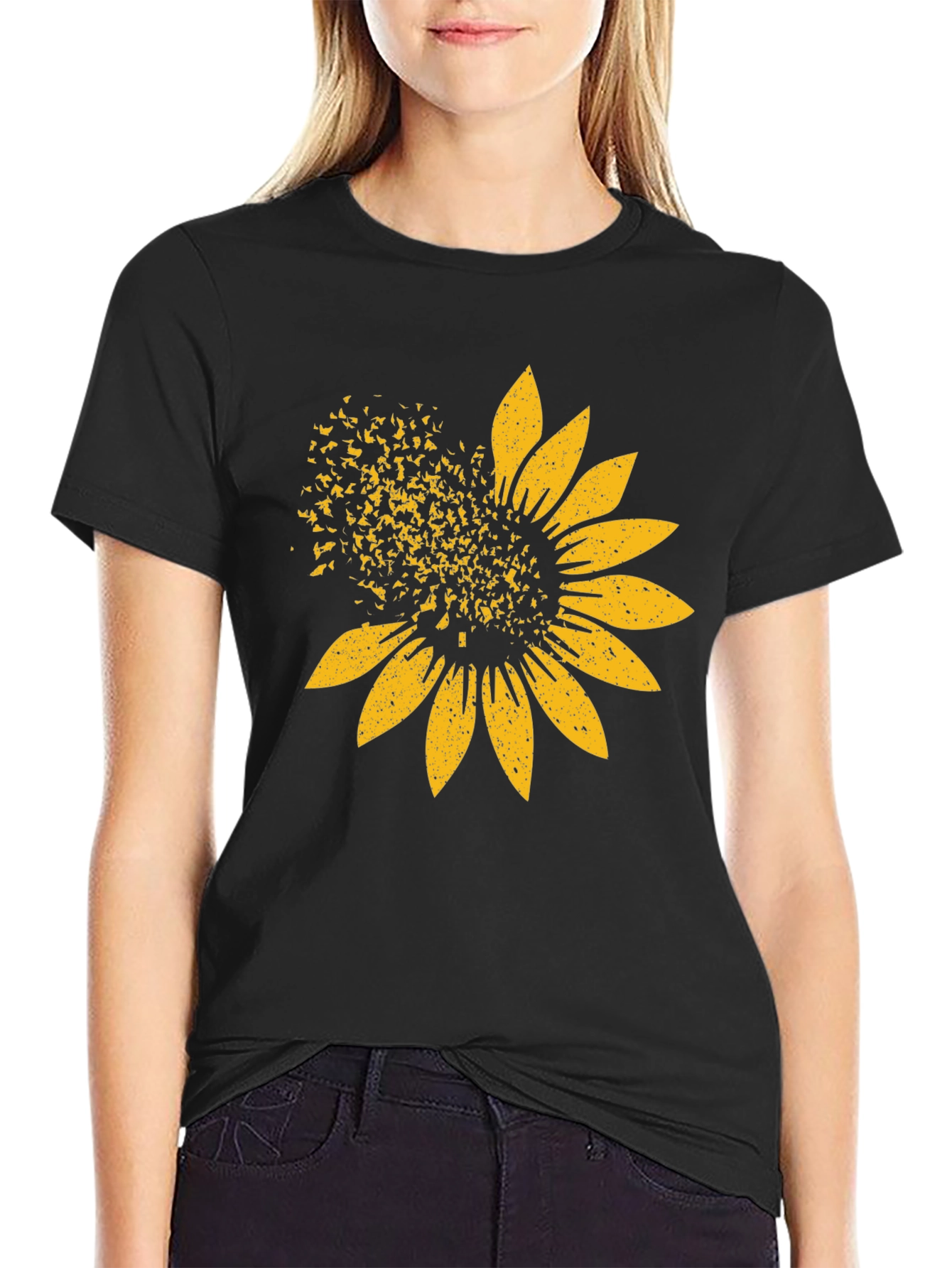 Sunflower Graphic T-Shirt - Trendy Black Tee