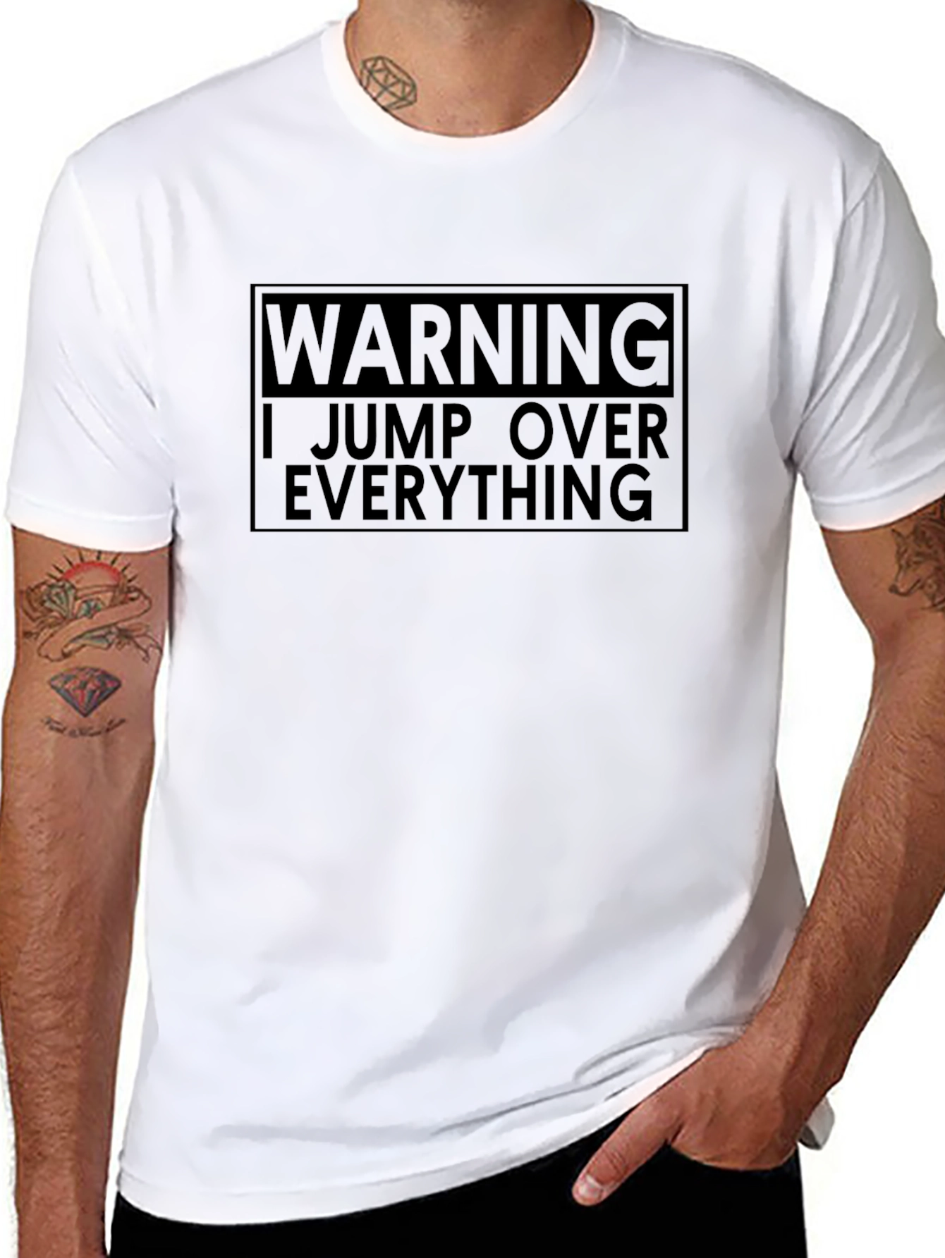 Warning I Jump Over Everything Black T-Shirt