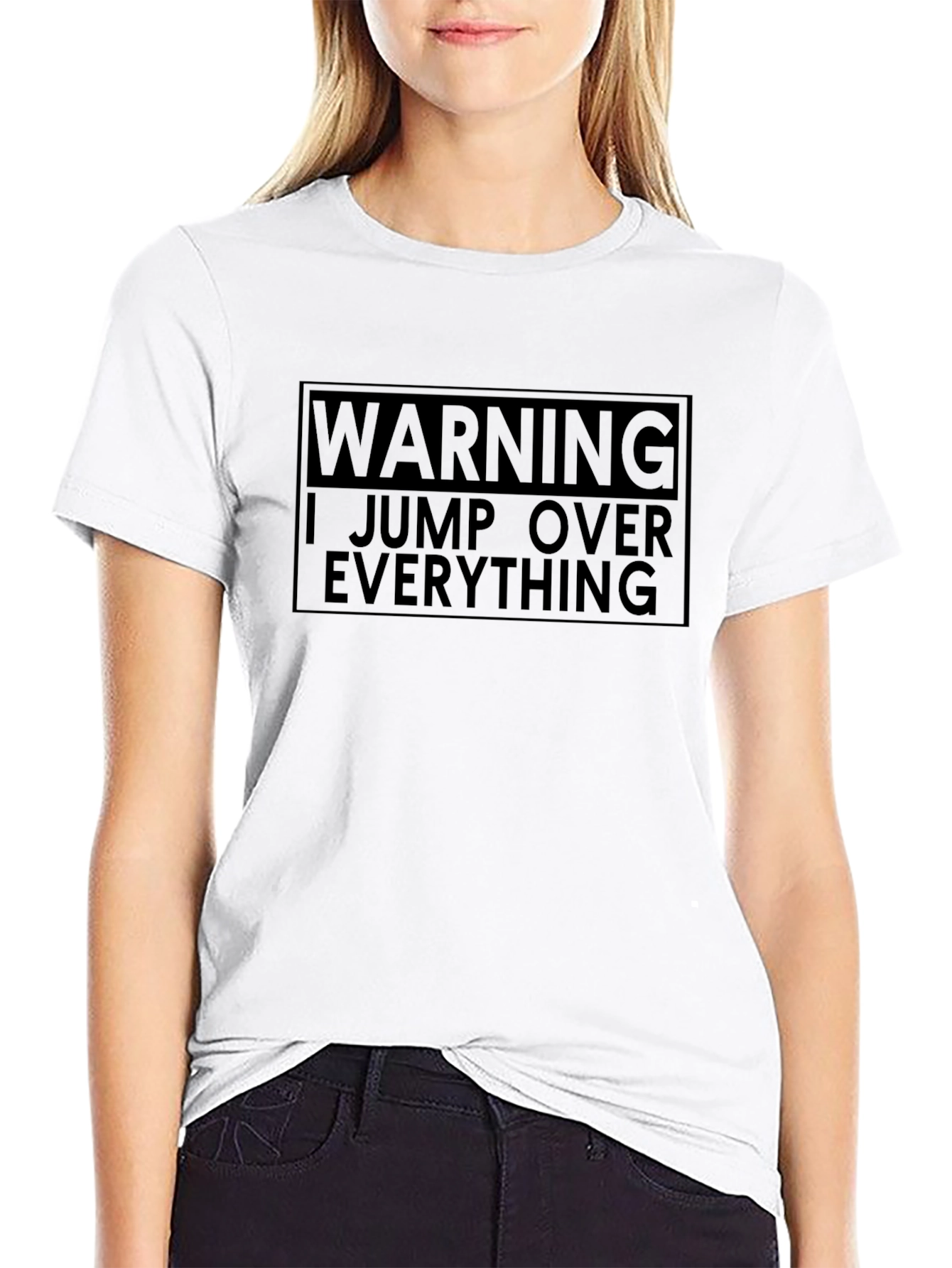 Warning I Jump Over Everything Black T-Shirt