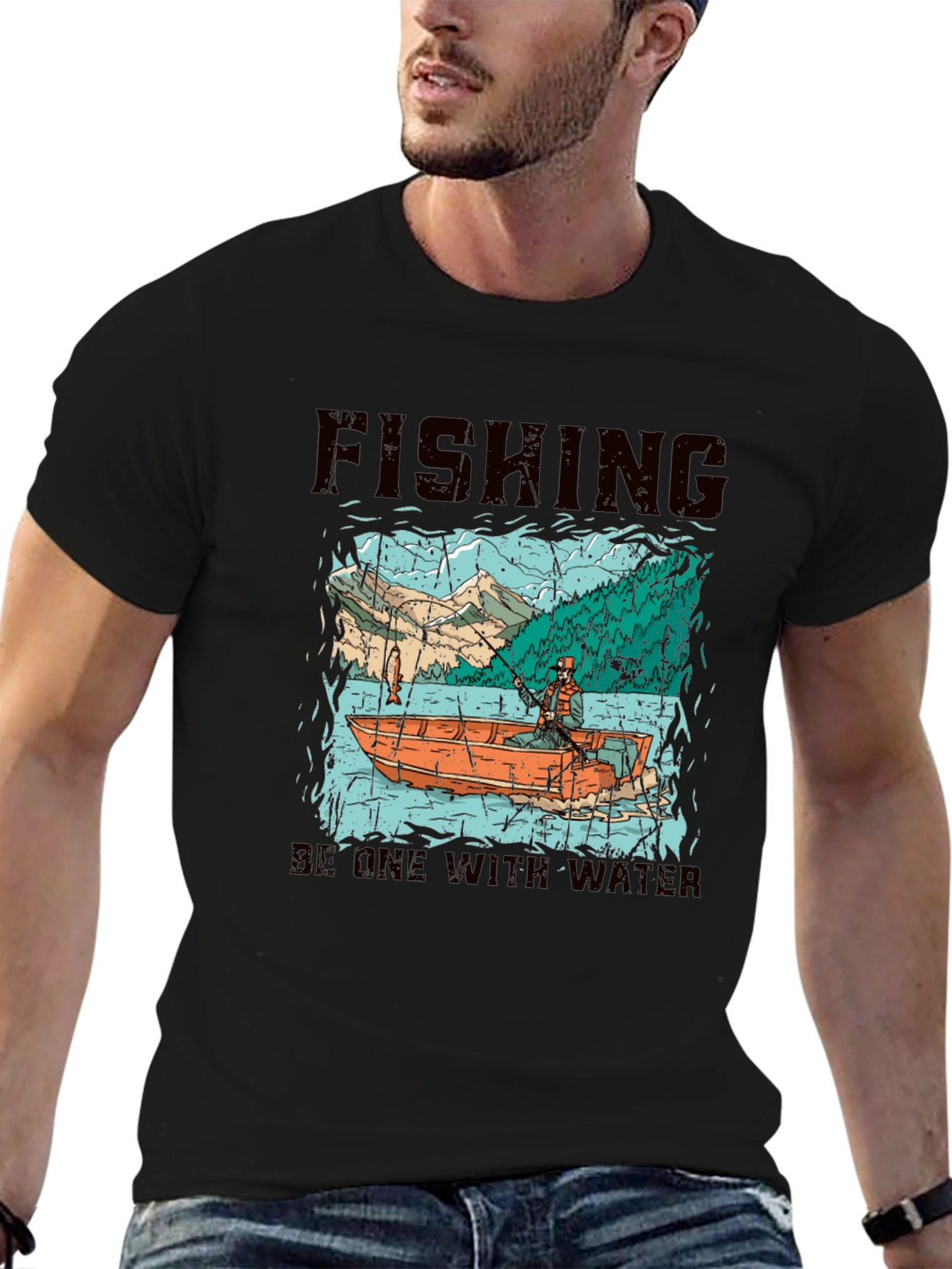 Fishing Graphic T-Shirt - Be One With Water!
