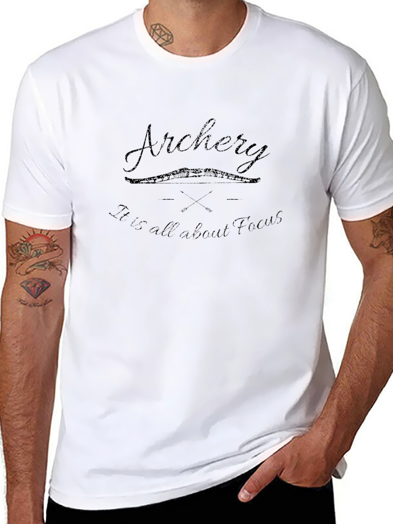 Archery Focus Graphic Tee - Black Cotton T-Shirt