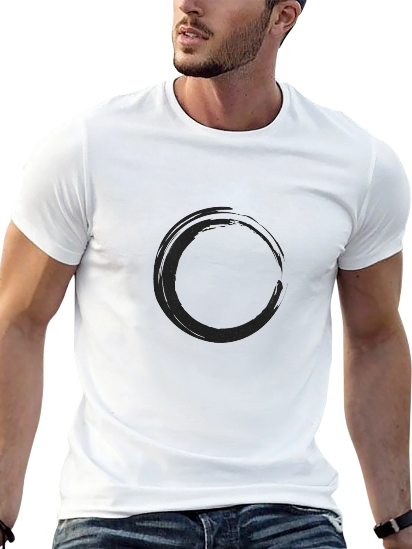 Mens Black T-Shirt - Zen Circle Design