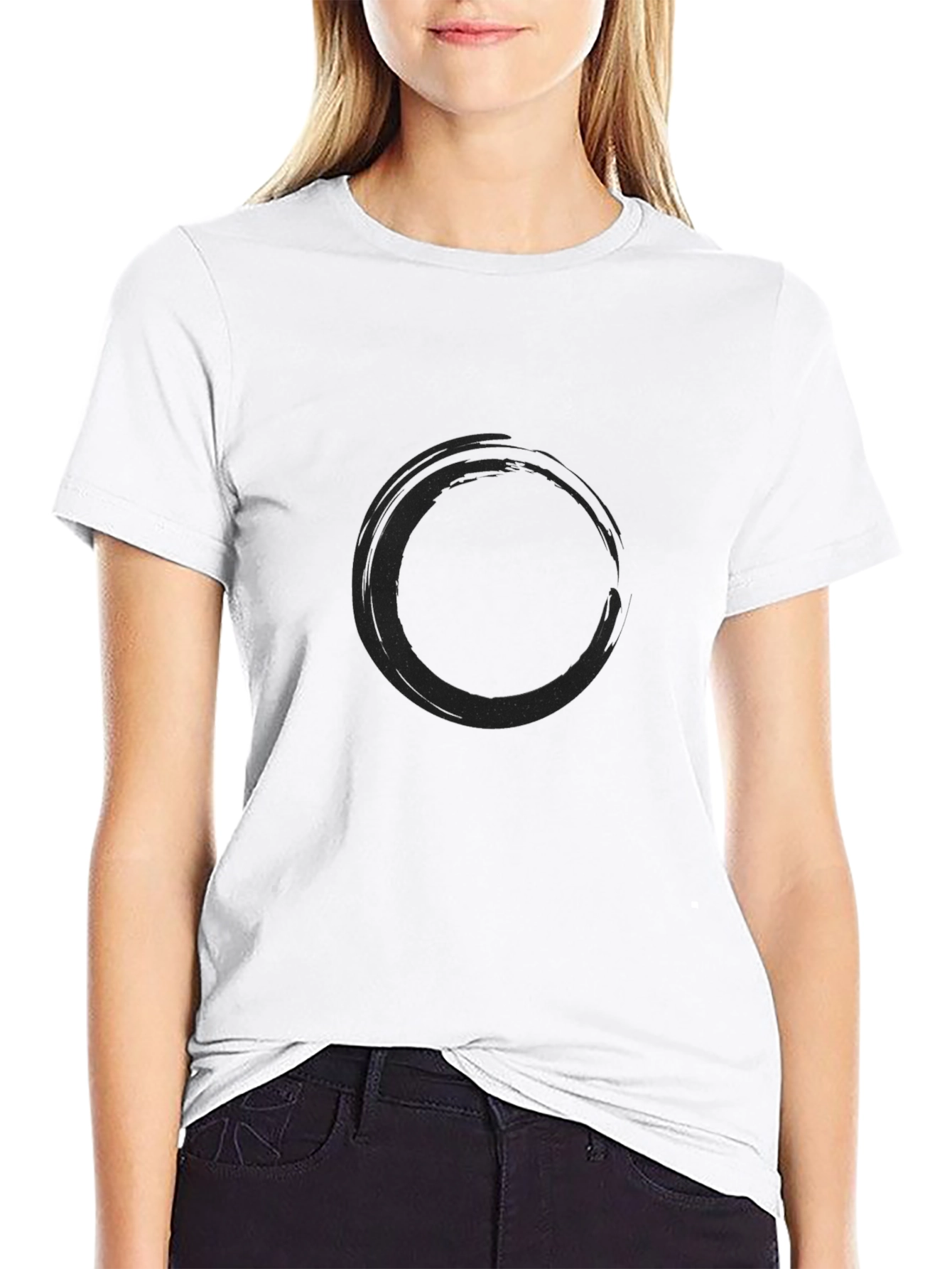 Mens Black T-Shirt - Zen Circle Design