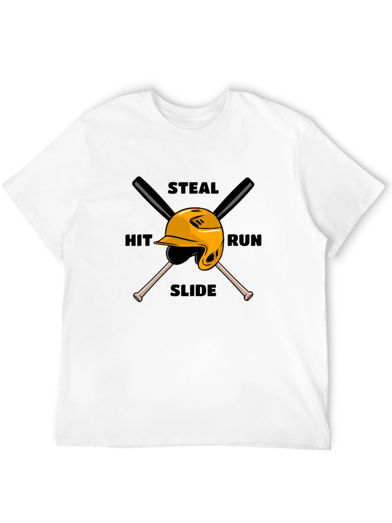 Baseball Steal Hit Run Graphic T-Shirt
