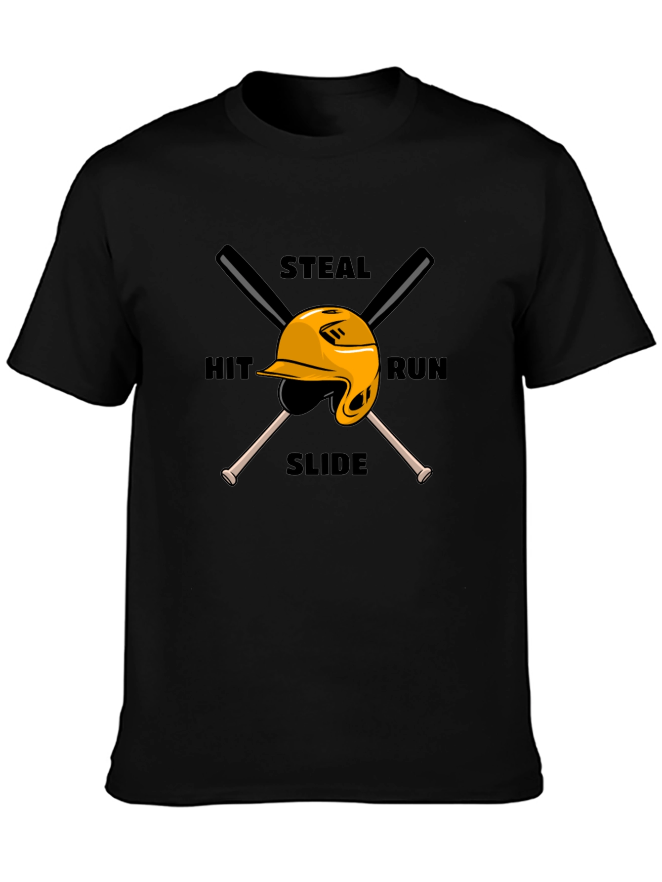 Baseball Steal Hit Run Graphic T-Shirt