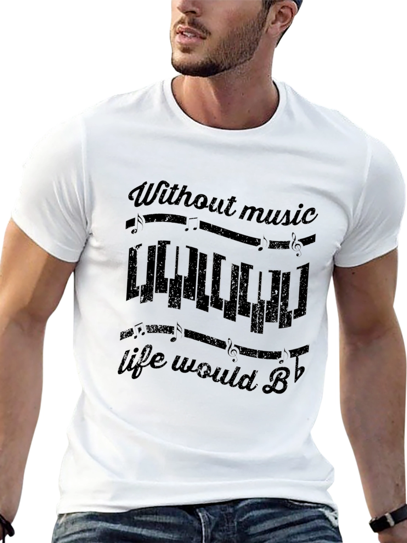 Musical Piano T-Shirt - Without Music Life Would B