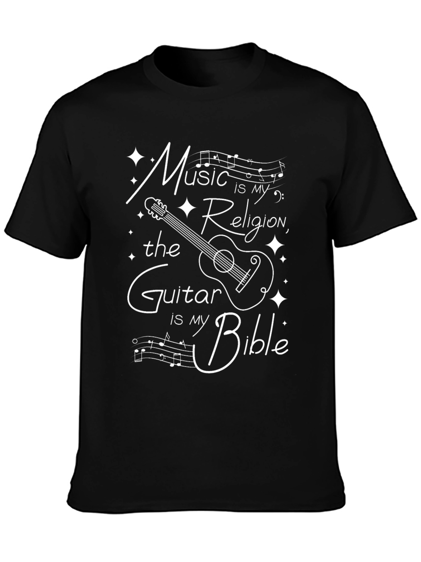 Music is My Religion Guitar Bible T-Shirt