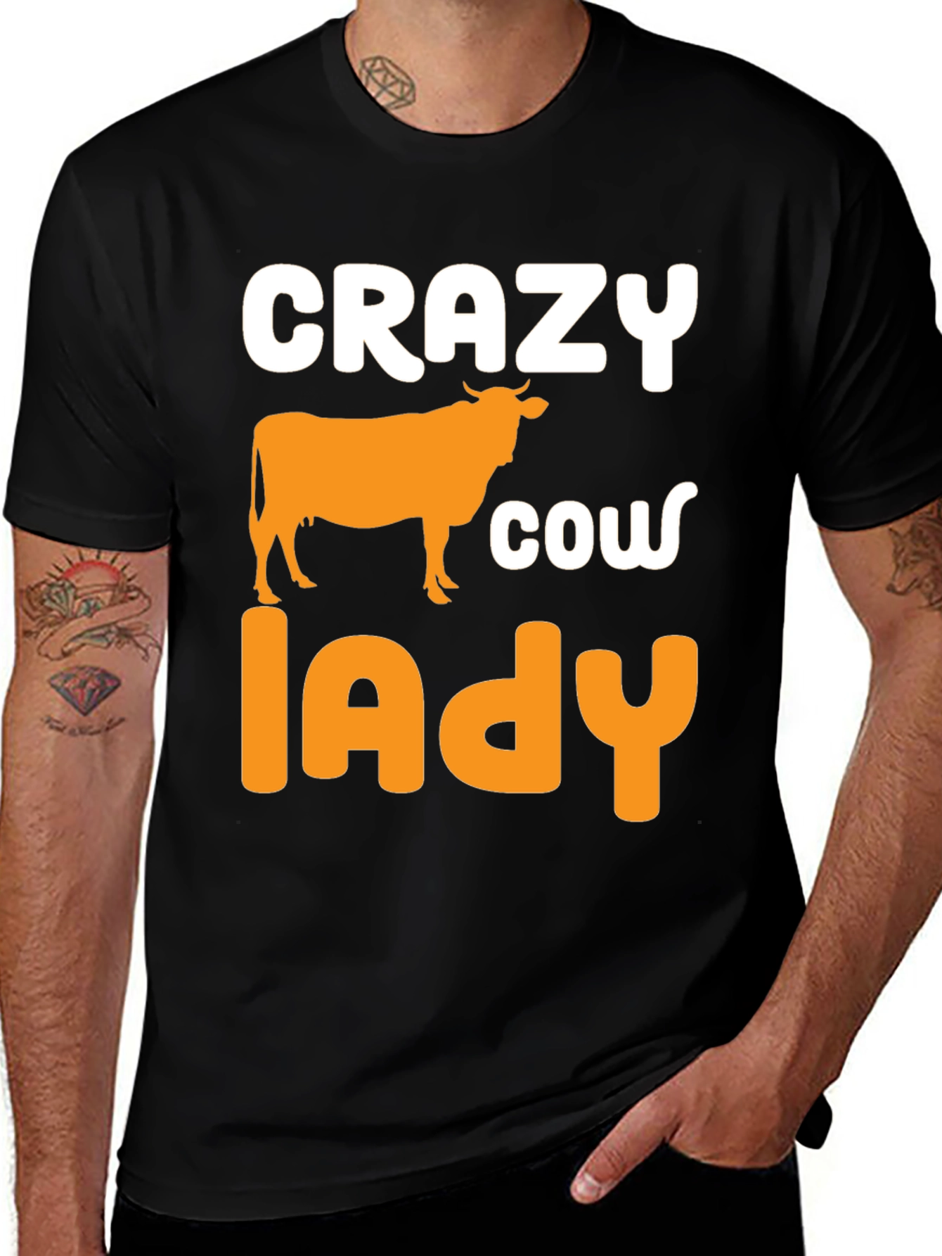 Crazy Cow Lady Black Graphic Tee