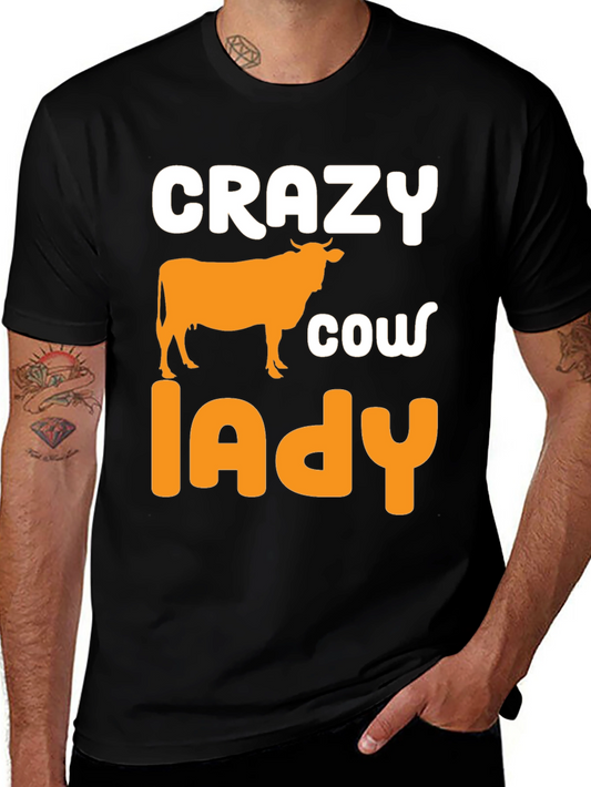 Crazy Cow Lady Black Graphic Tee