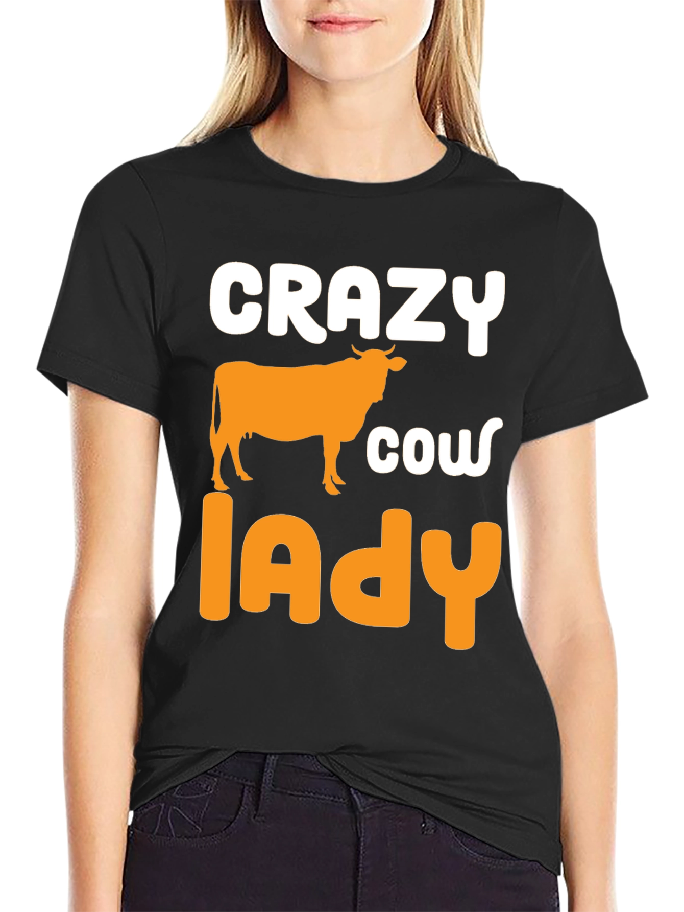 Crazy Cow Lady Black Graphic Tee