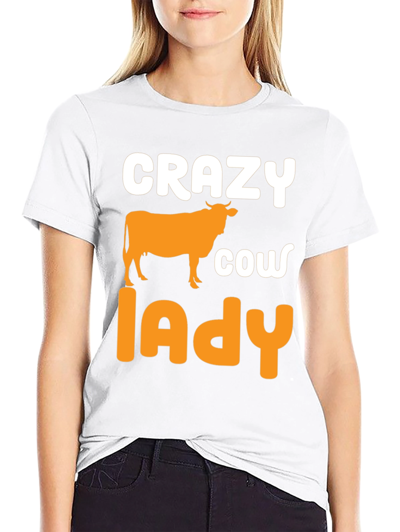 Crazy Cow Lady Black Graphic Tee