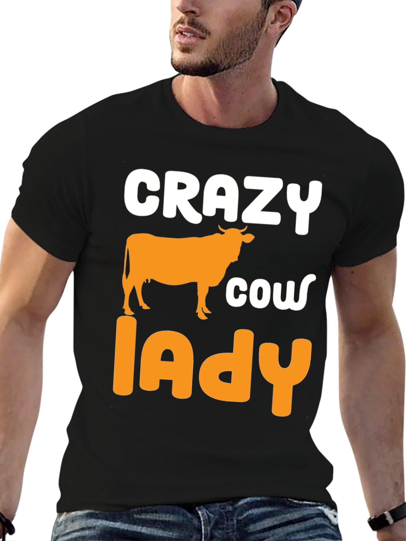 Crazy Cow Lady Black Graphic Tee