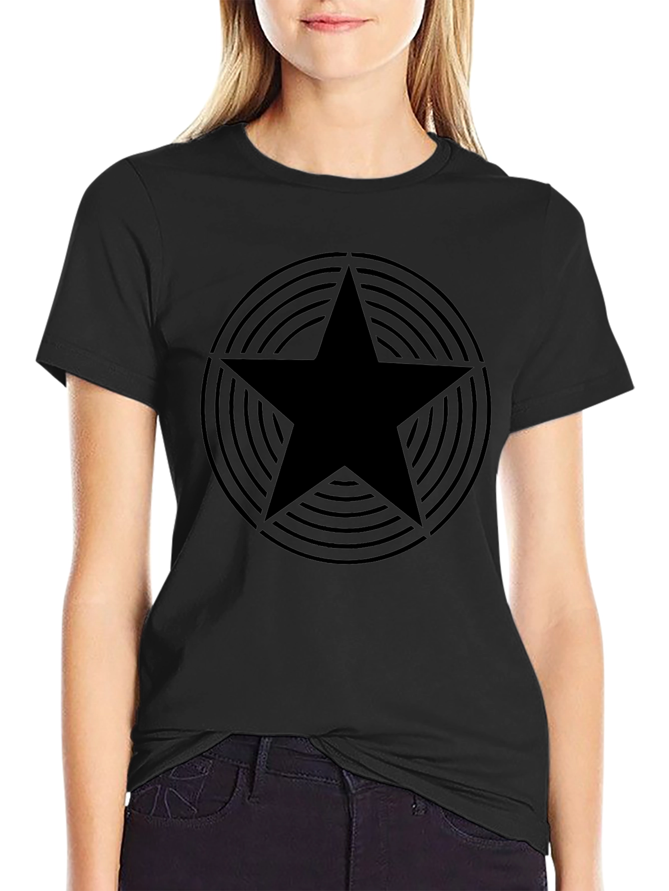 Black Star Graphic Tee - Stylish Mens Casual Shirt