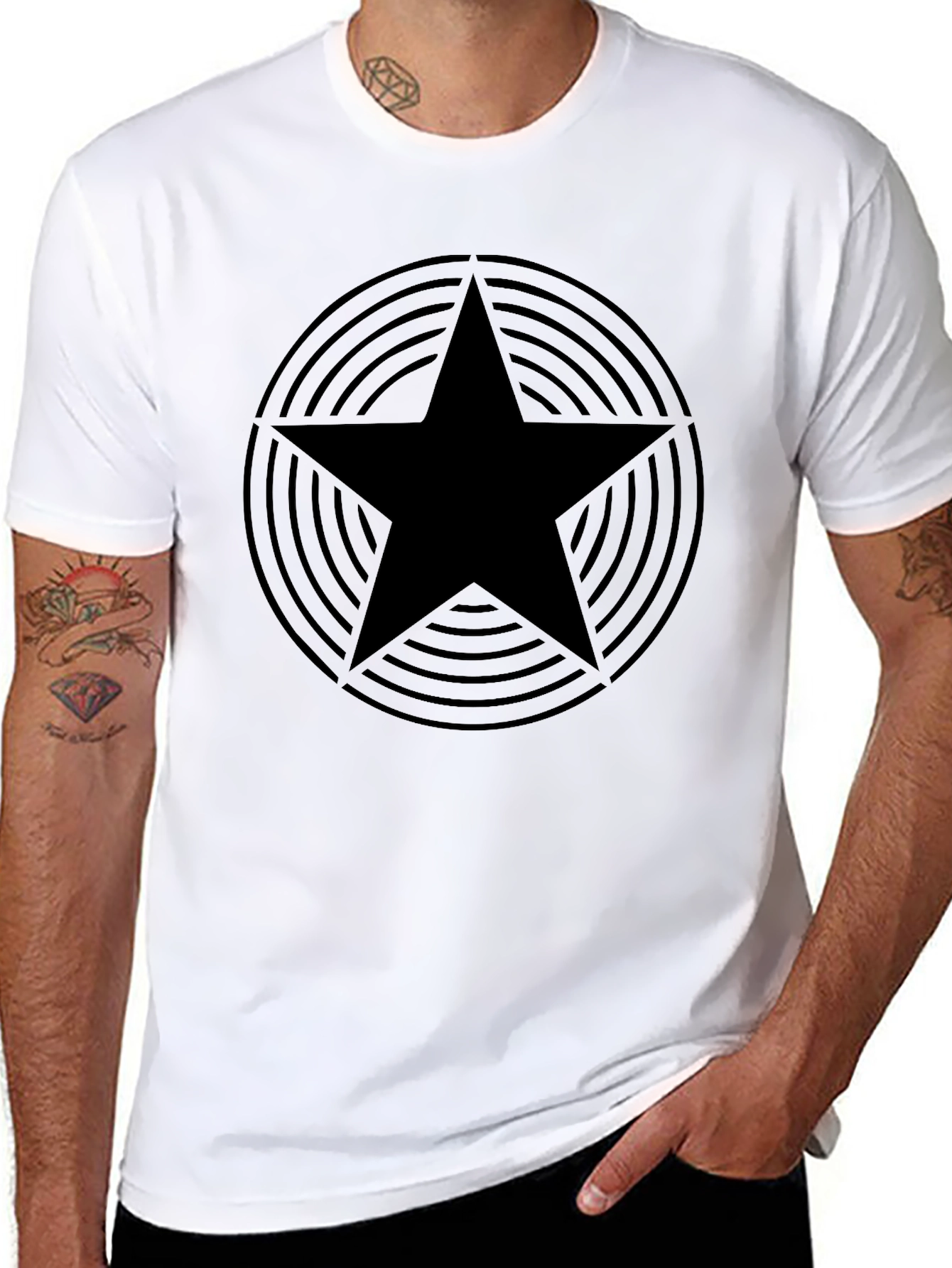 Black Star Graphic Tee - Stylish Mens Casual Shirt