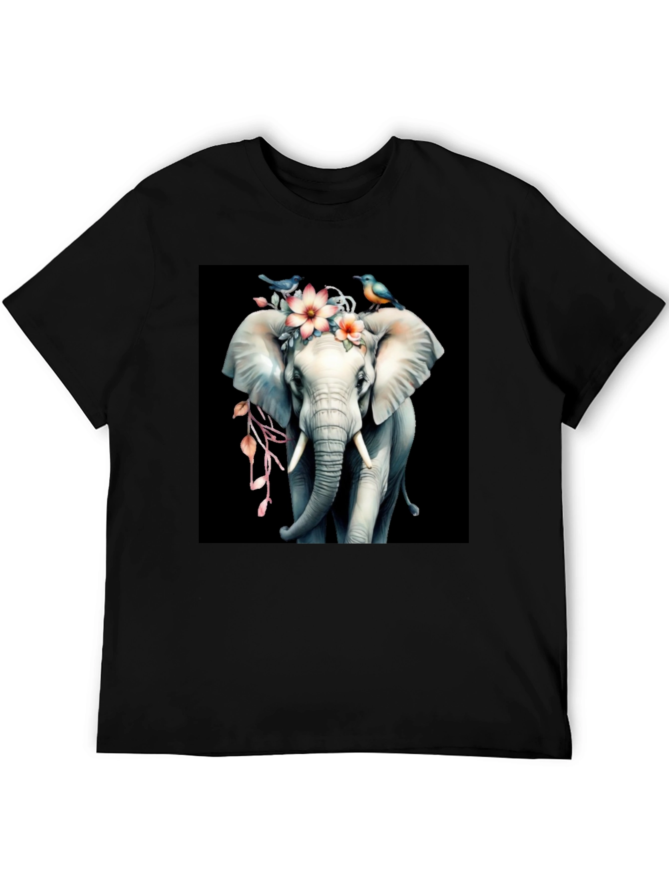 Floral Elephant Graphic Tee - Unique Design