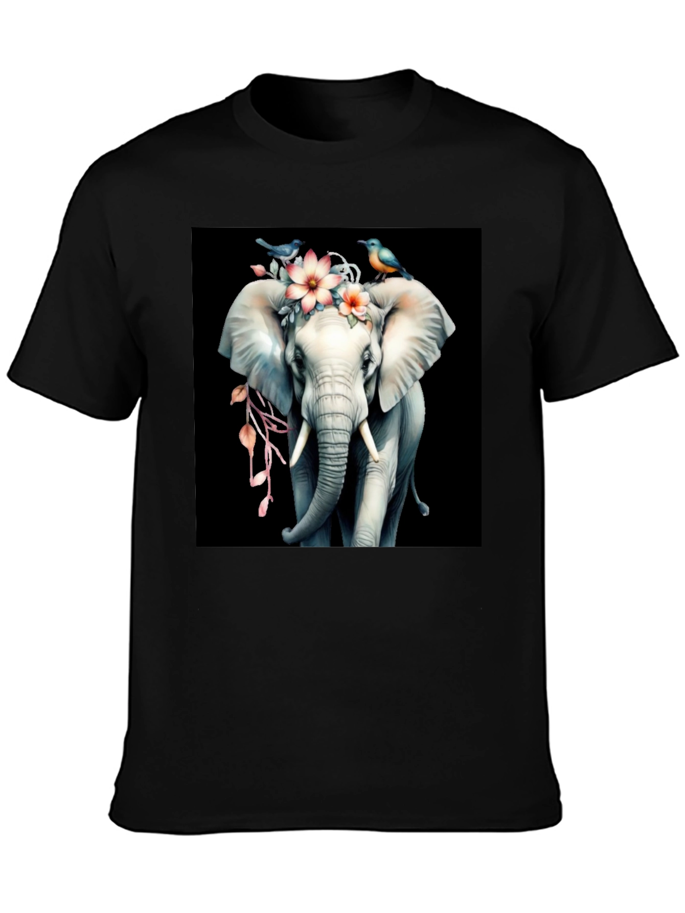Floral Elephant Graphic Tee - Unique Design