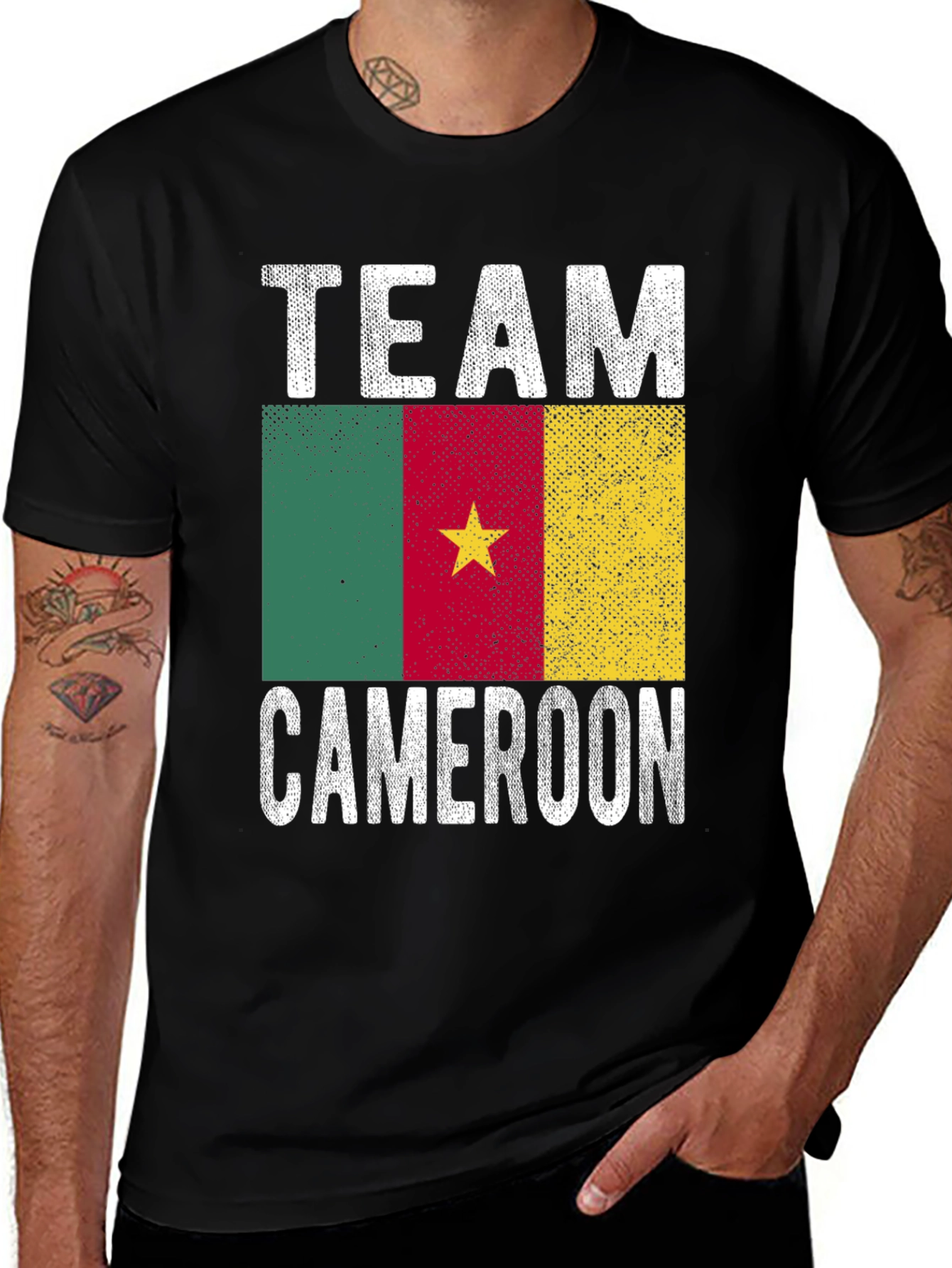 Cameroon Team Graphic T-Shirt - Black Cotton Tee