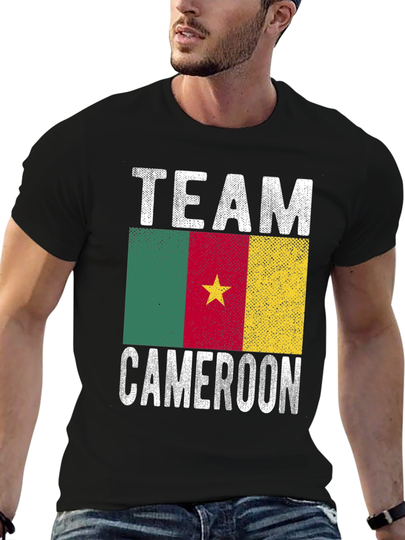 Cameroon Team Graphic T-Shirt - Black Cotton Tee