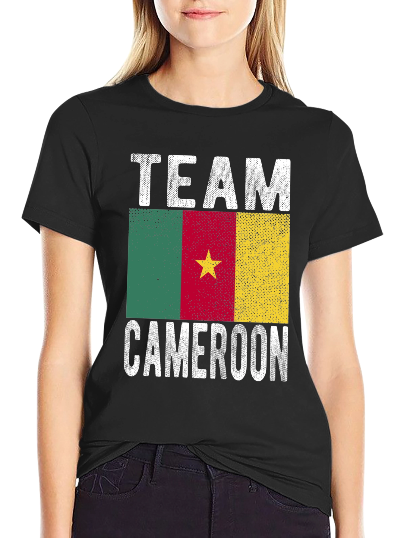 Cameroon Team Graphic T-Shirt - Black Cotton Tee