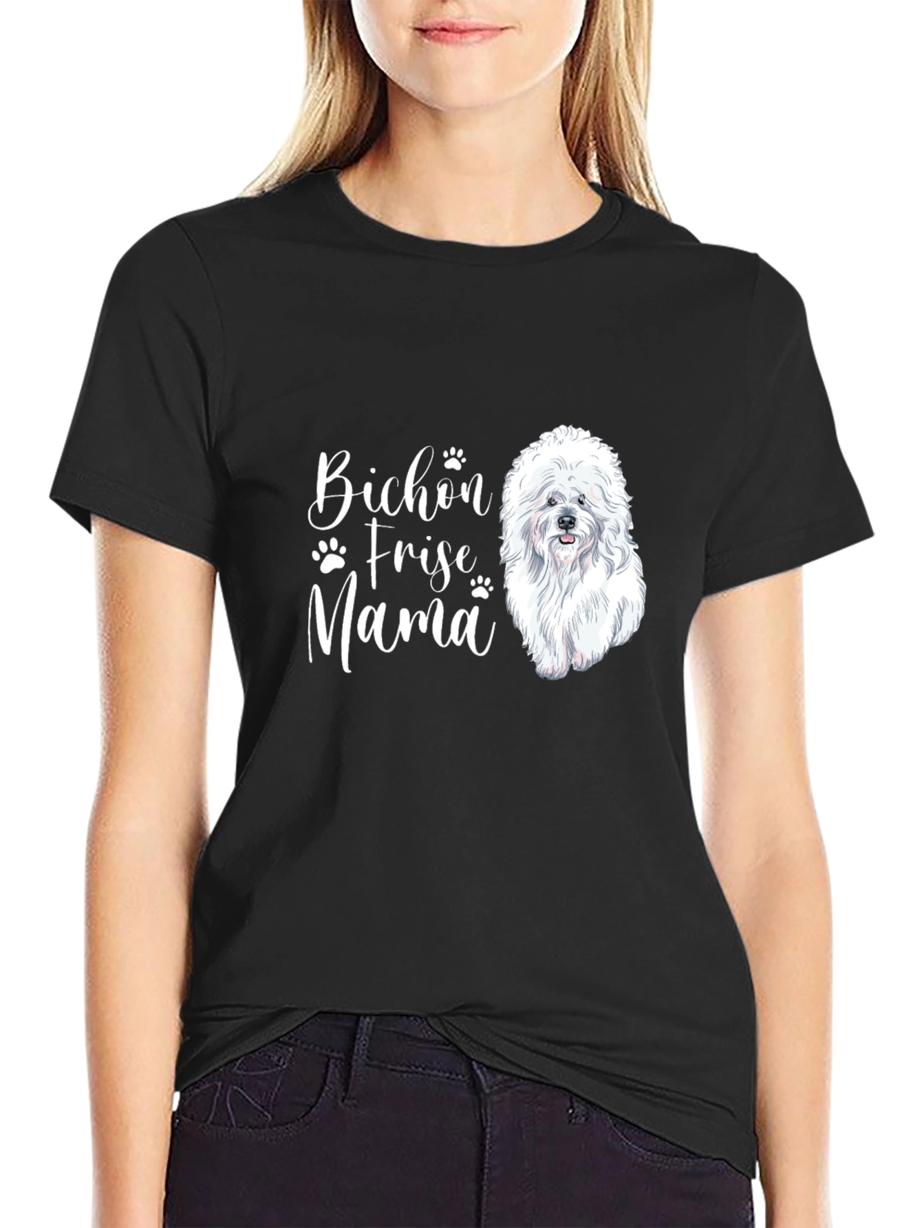 Bichon Frise Mama Black T-Shirt