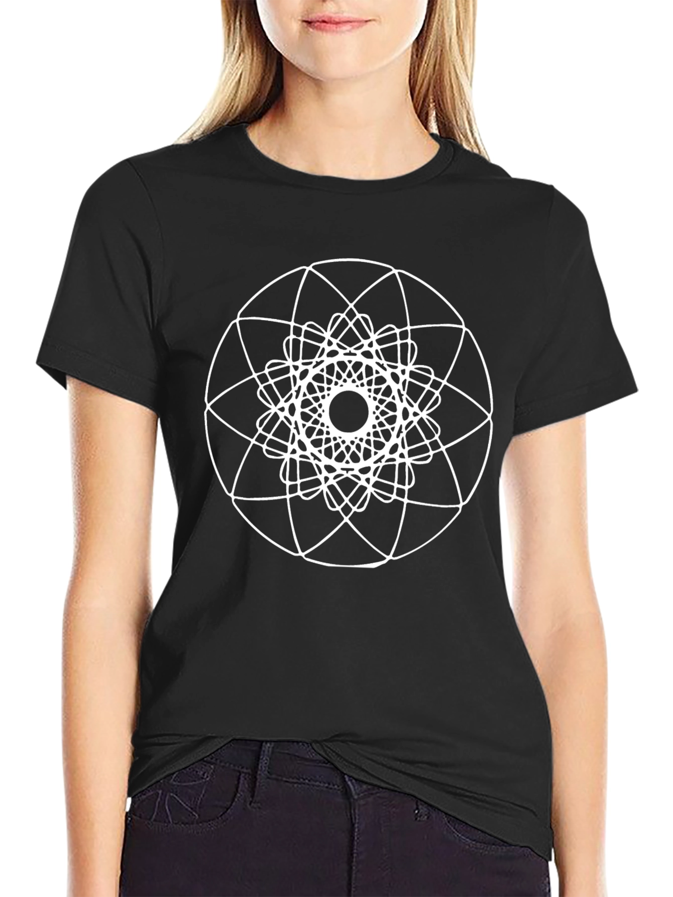 Geometric Mandala T-Shirt - Black