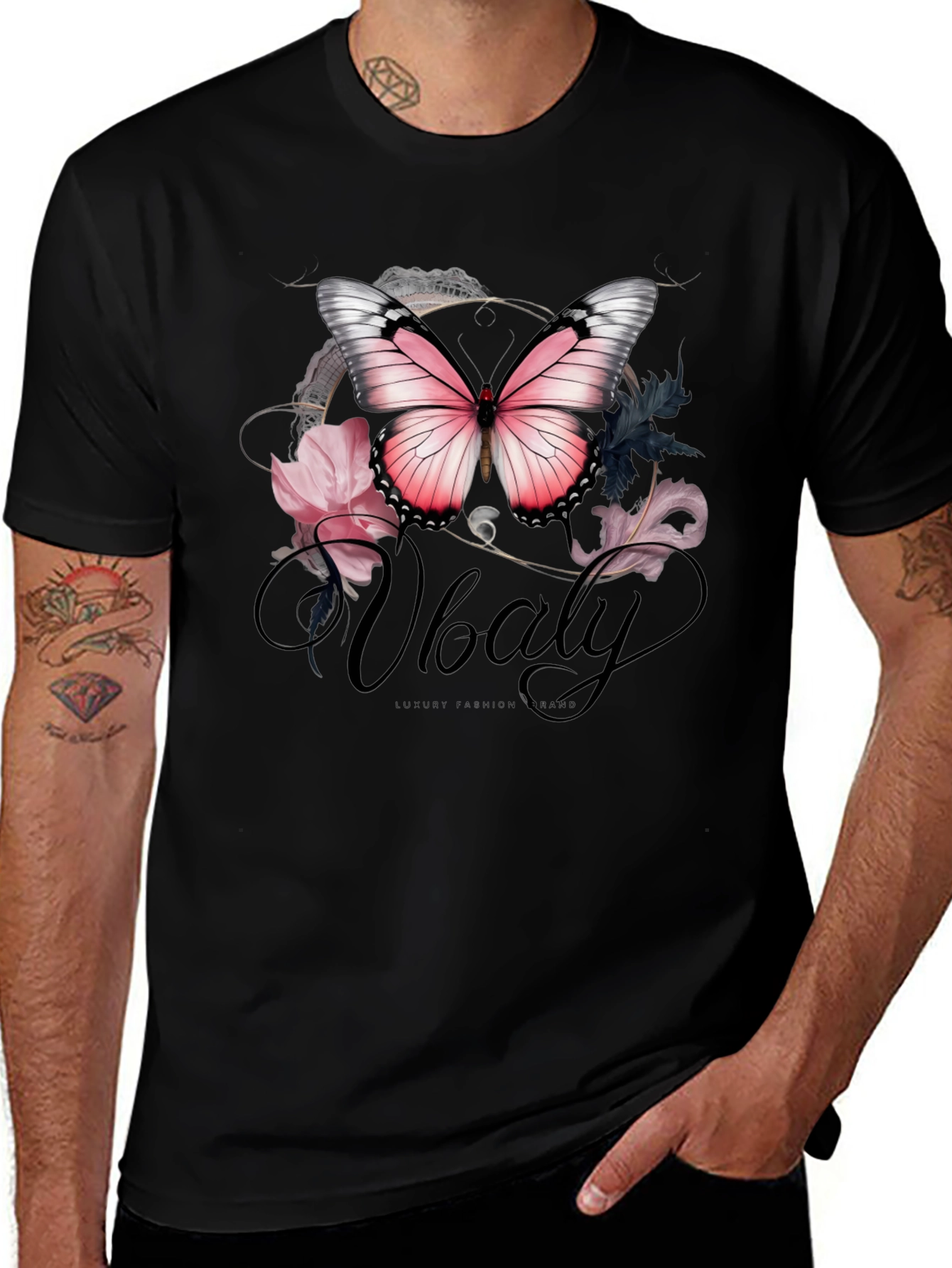Butterfly Floral Graphic T-Shirt - Stylish Mens Tee