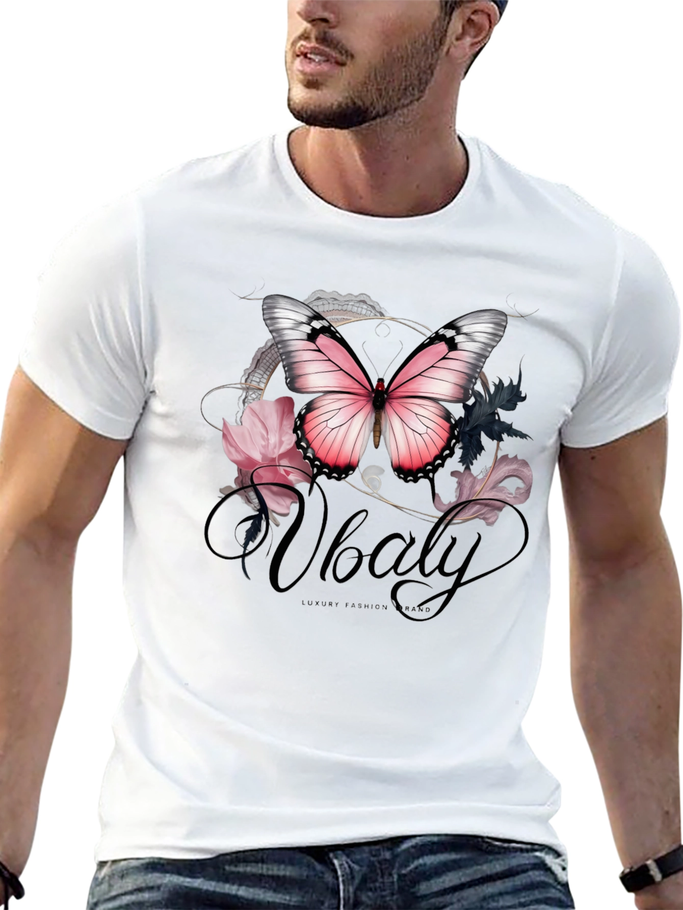 Butterfly Floral Graphic T-Shirt - Stylish Mens Tee