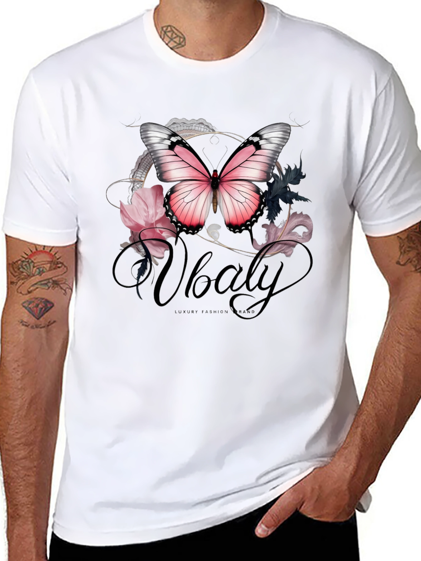 Butterfly Floral Graphic T-Shirt - Stylish Mens Tee