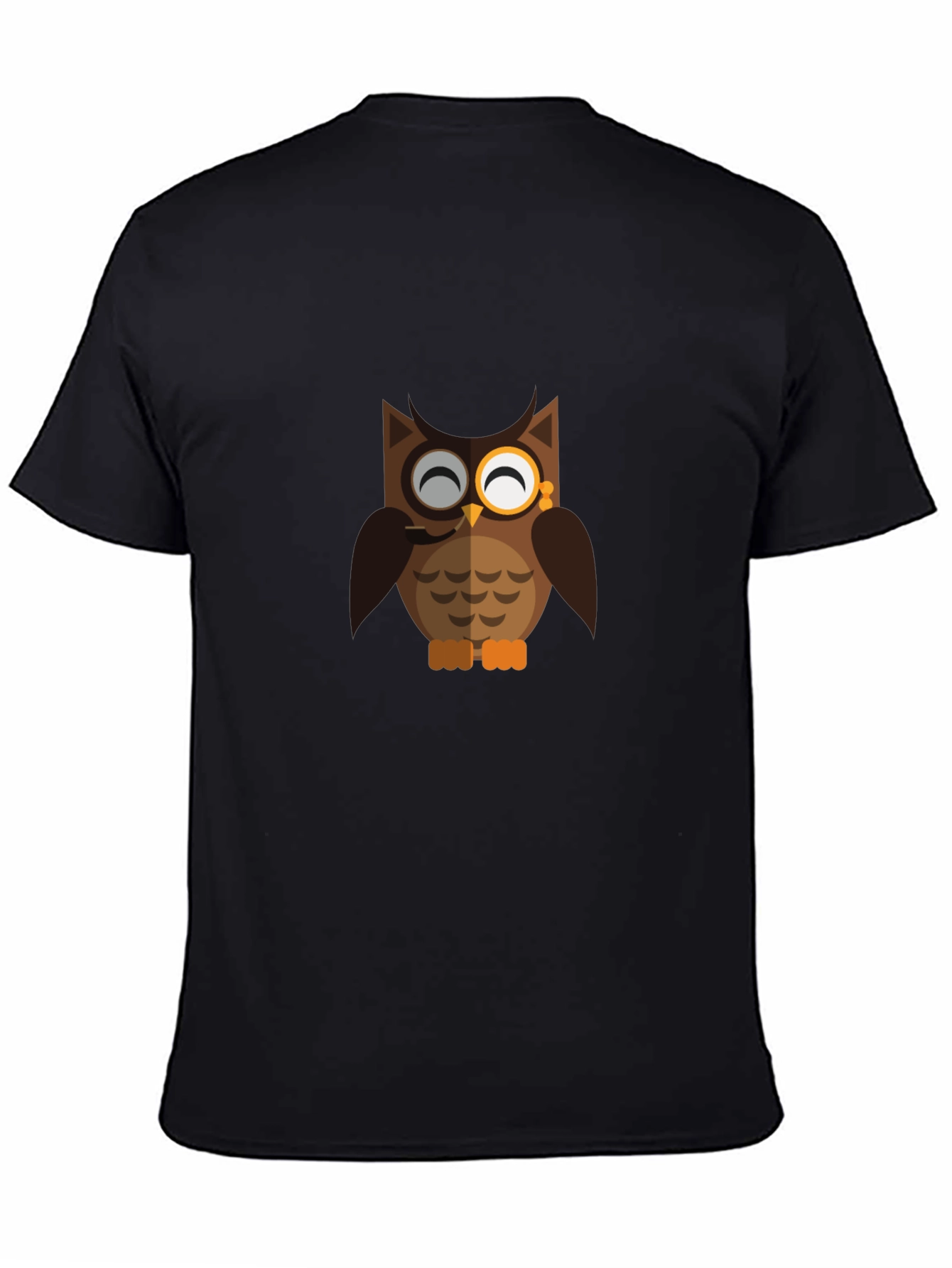 Gentleman Owl Graphic Print Black T-Shirt