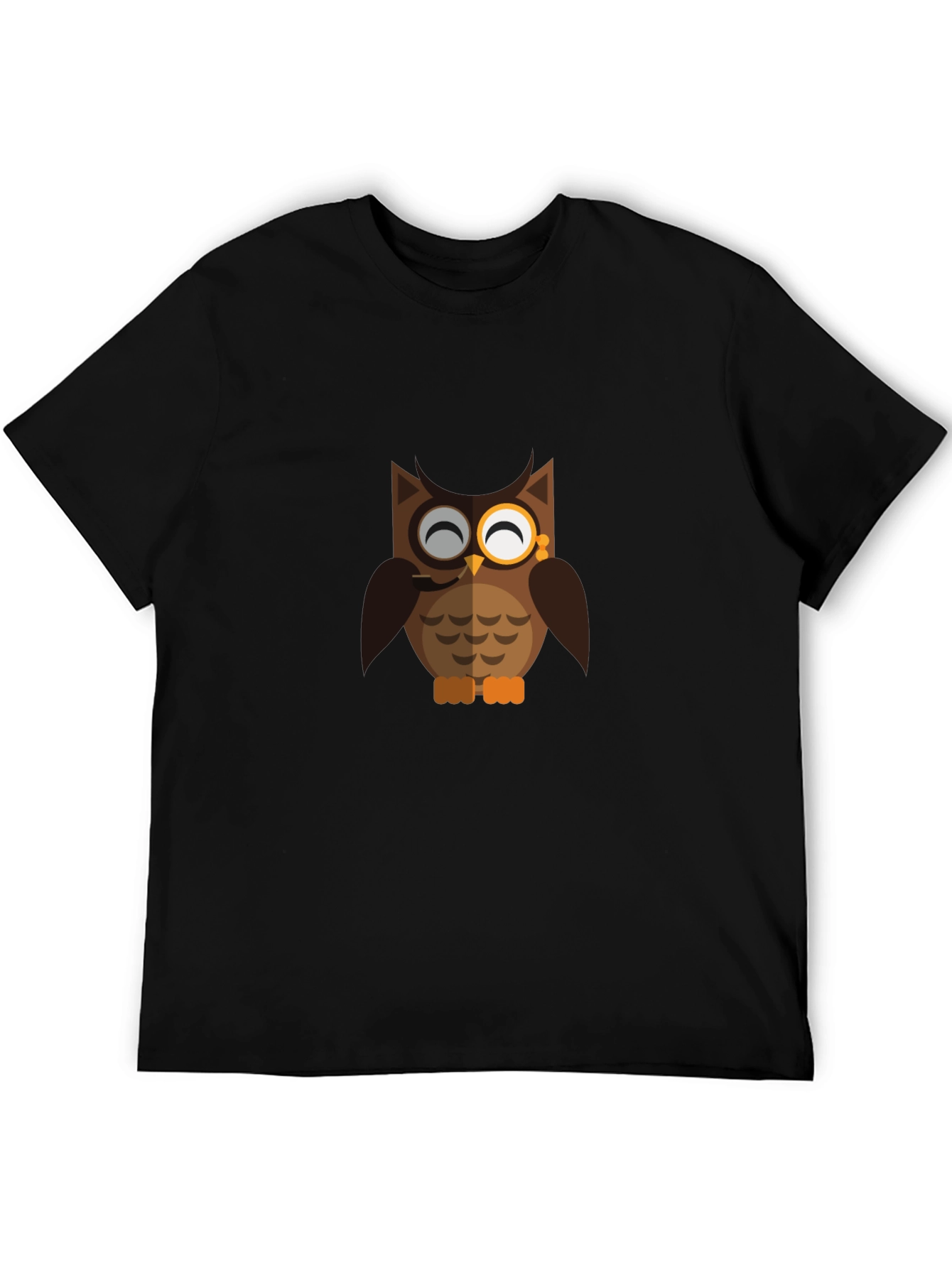 Gentleman Owl Graphic Print Black T-Shirt