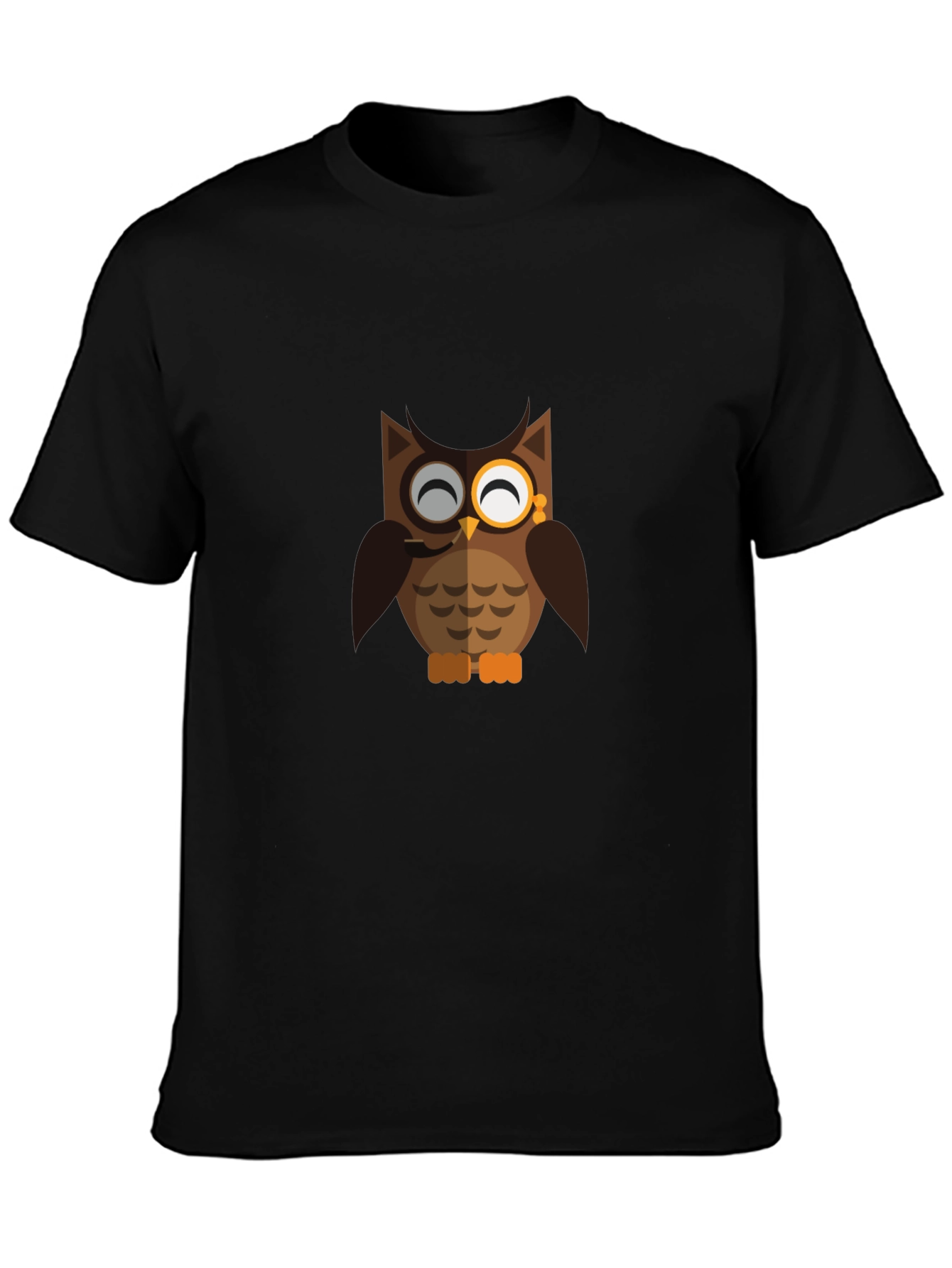 Gentleman Owl Graphic Print Black T-Shirt