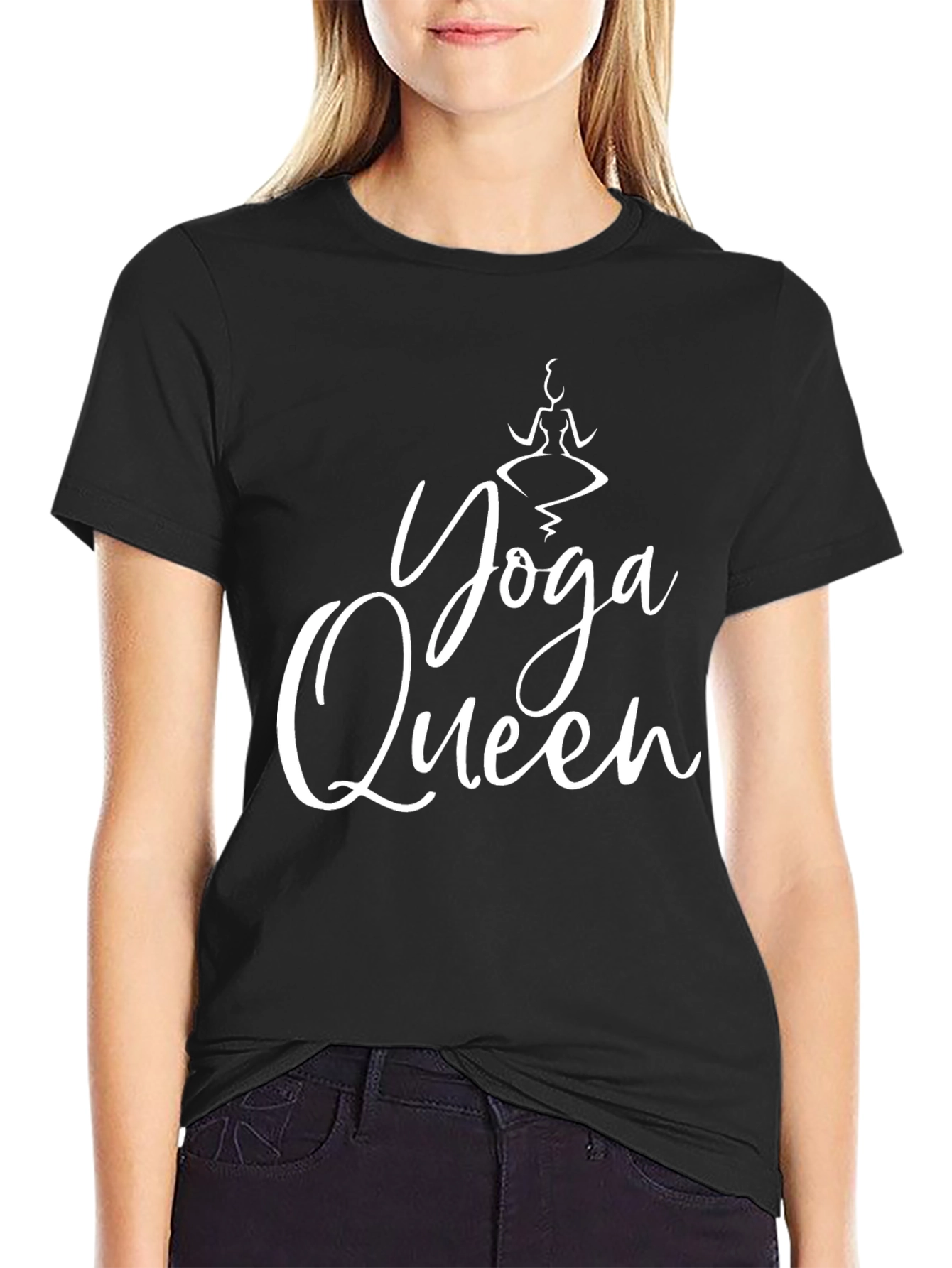 Yoga Queen Graphic Tee - Black Cotton T-Shirt