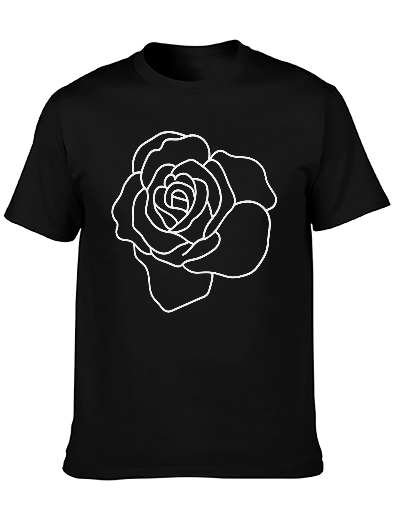Rose Outline Graphic Tee - Stylish Black T-Shirt