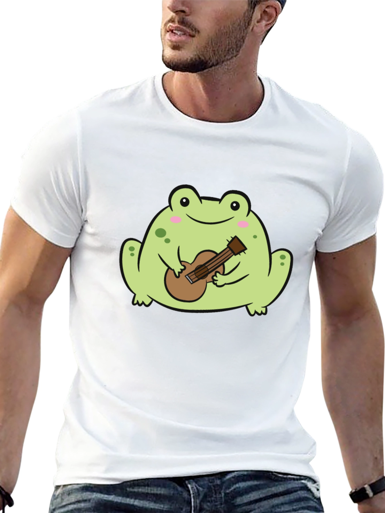 Frog Playing Guitar Graphic Tee - Unisex Black T-Shirt