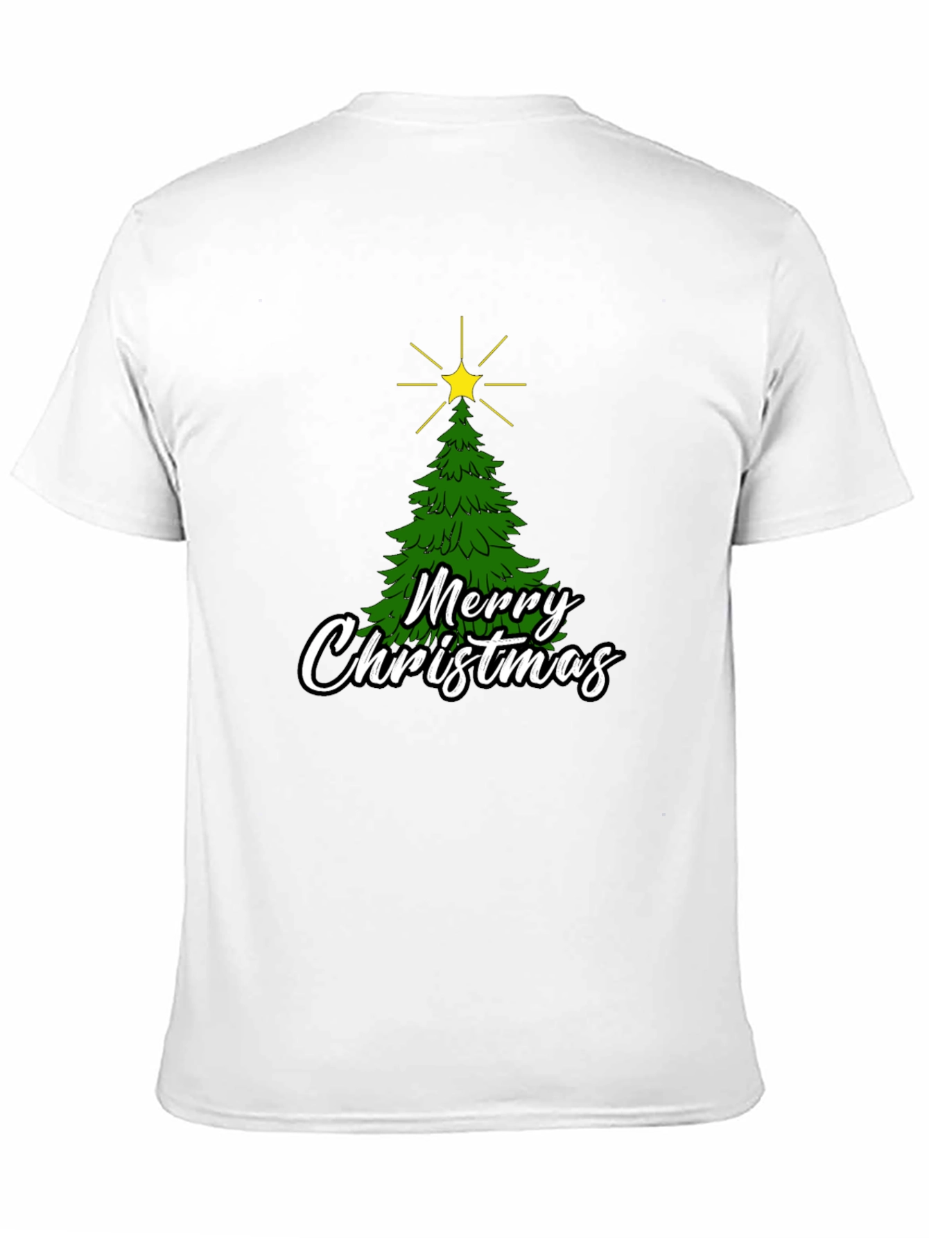 Merry Christmas Tree Graphic Black T-Shirt