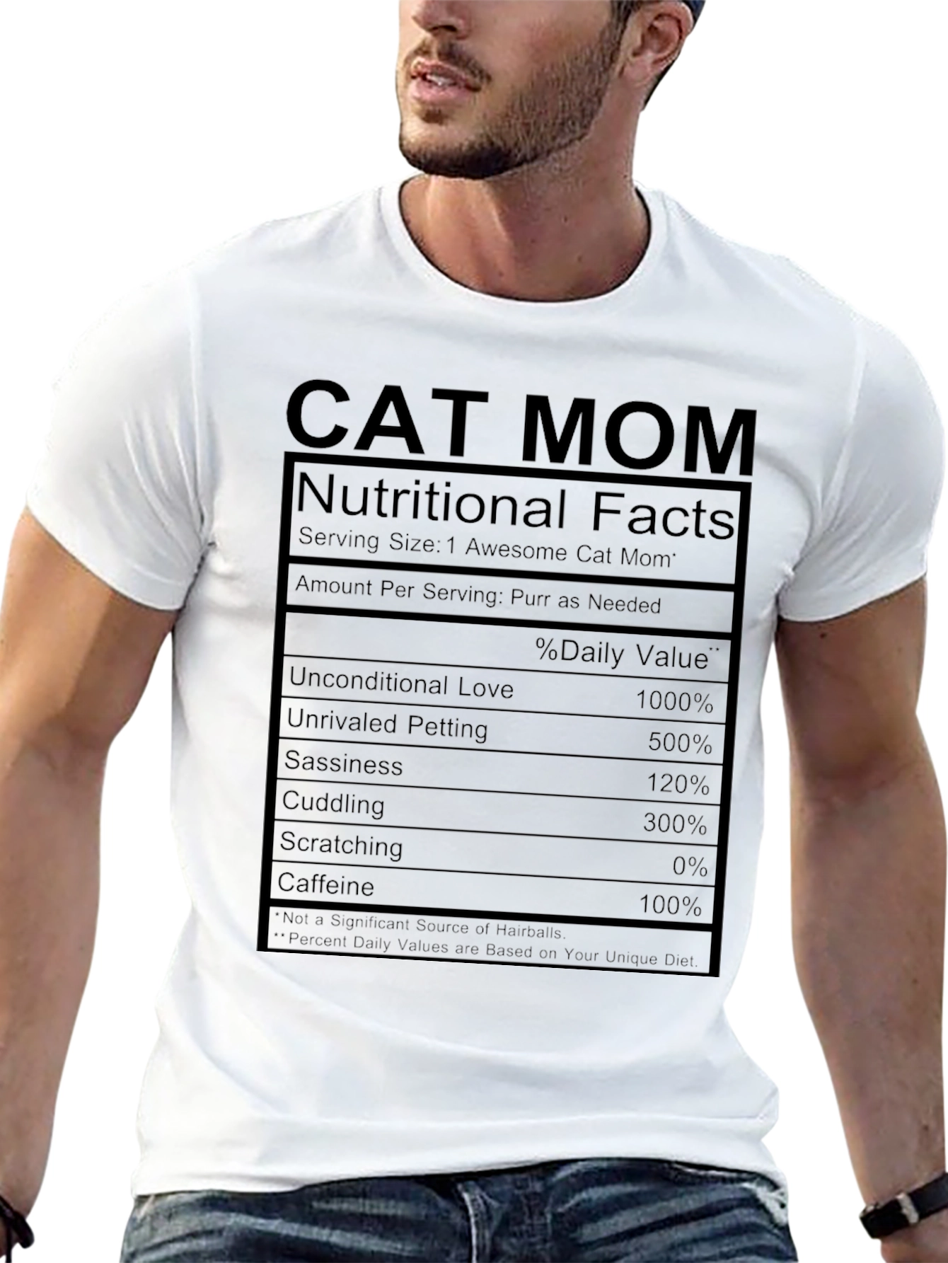 Cat Mom Nutritional Facts Black T-Shirt