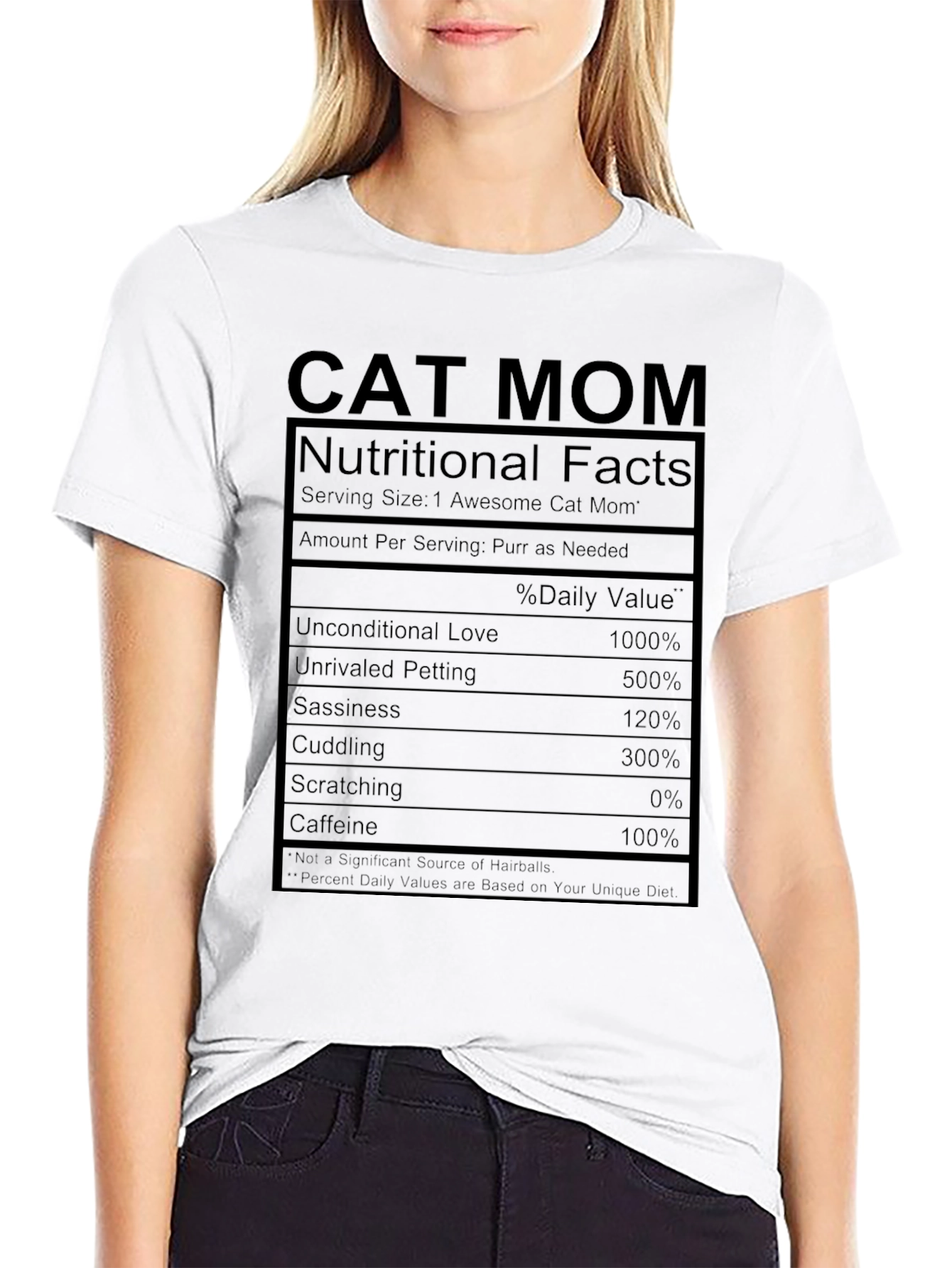 Cat Mom Nutritional Facts Black T-Shirt