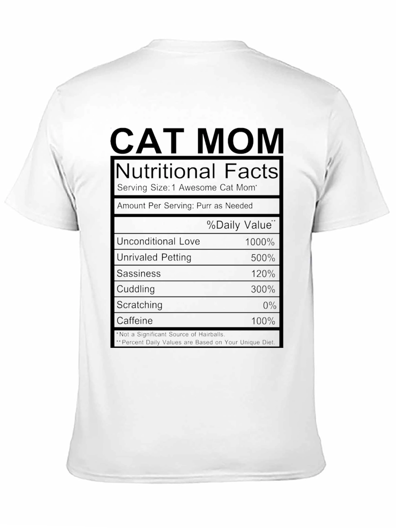 Cat Mom Nutritional Facts Black T-Shirt