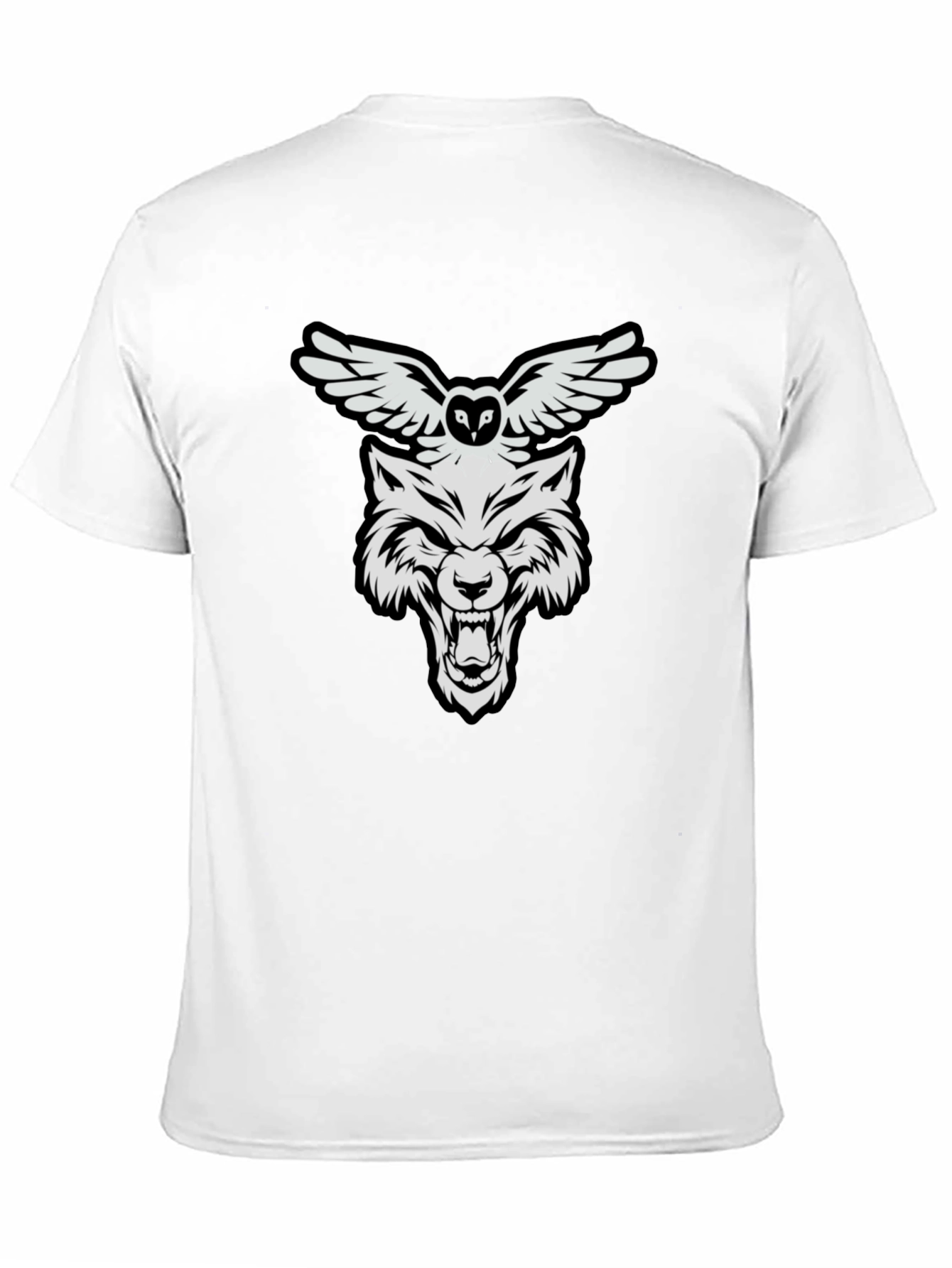 Wolf and Owl Graphic Print T-Shirt