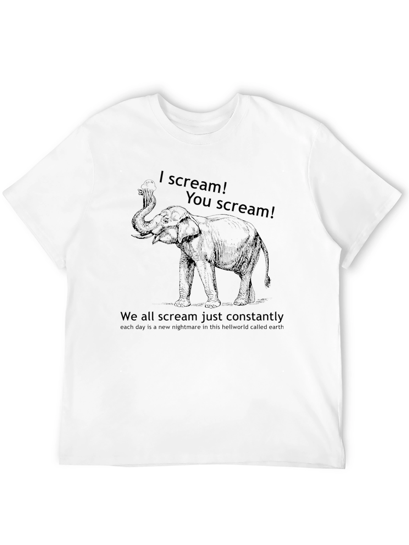Scream Elephant Black Graphic Tee Shirt